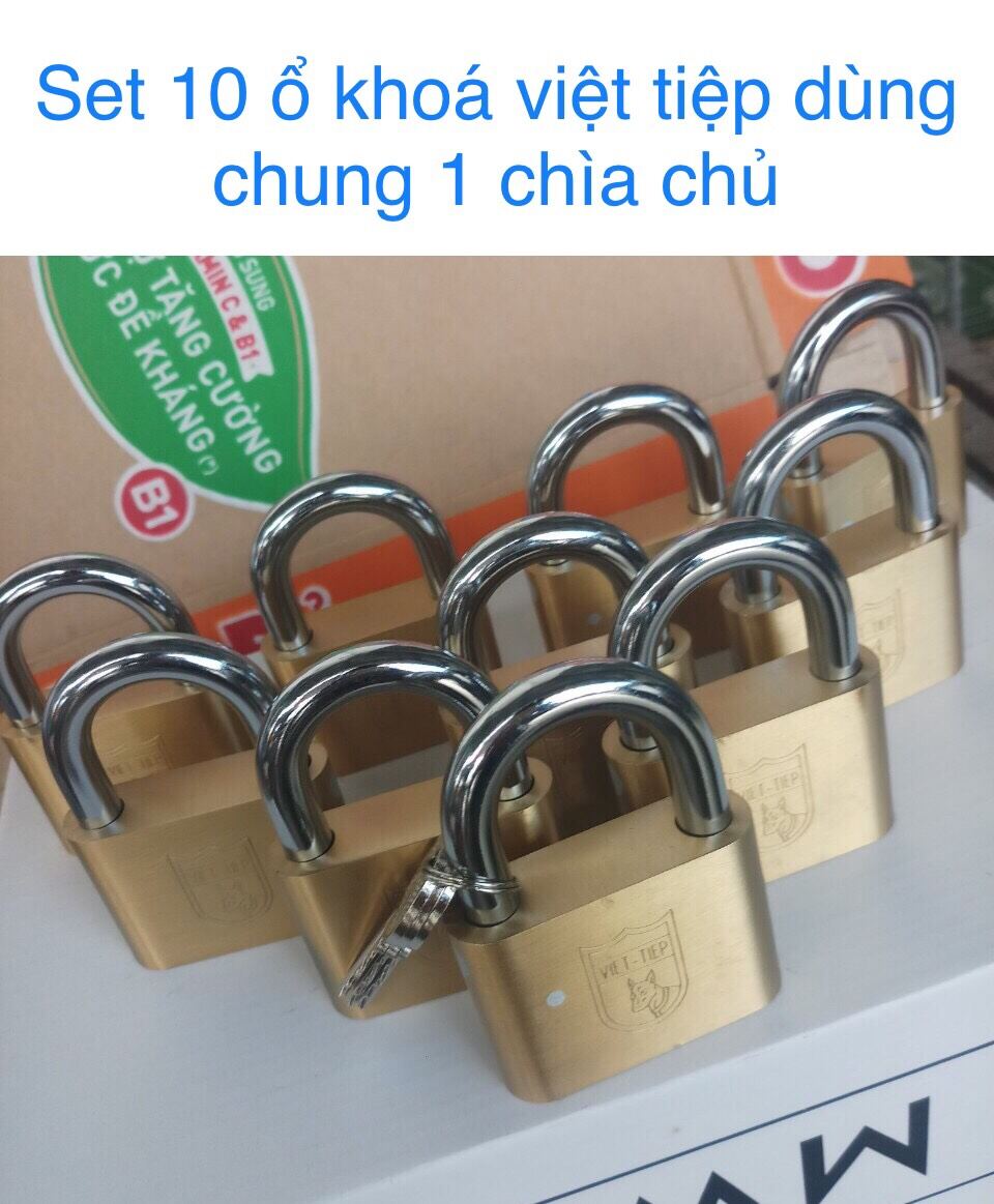 Combo 10 ổ khoá việt tiệp dùng chung 1 chìa chủ