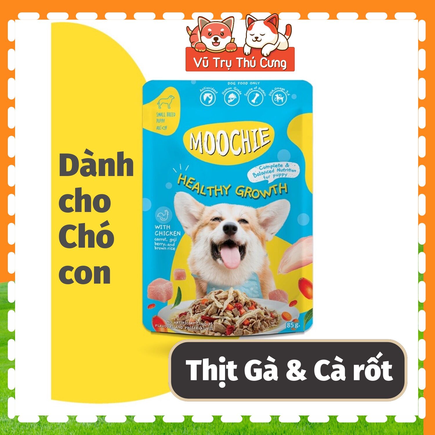 Pate Moochie Sốt Bò, Gà, Rau củ quả dành cho Chó mọi lứa tuổi 85g ( Thái Lan)