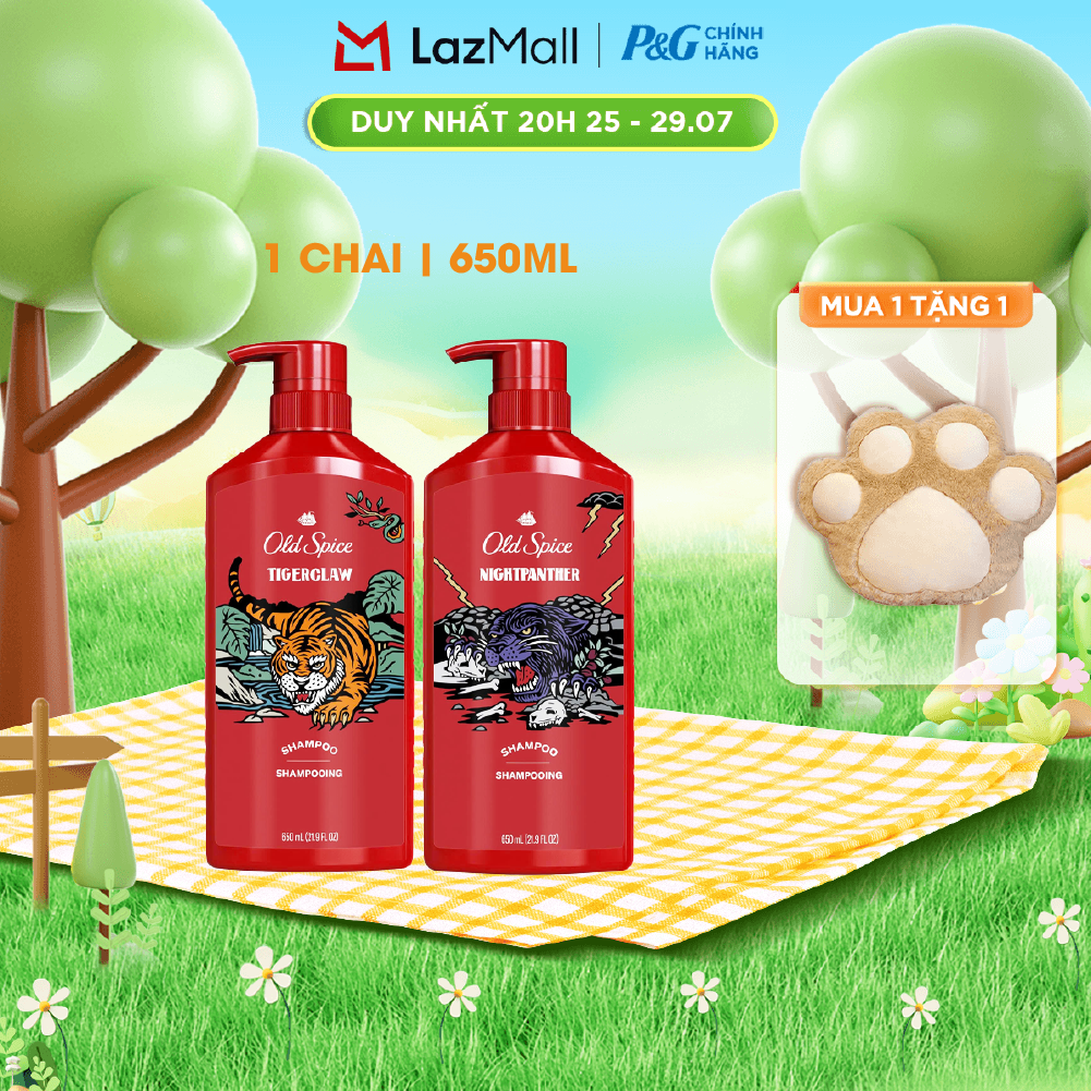 Dầu Gội Xả OLD SPICE Nhập Khẩu Mỹ 2IN1 Hương Nước Hoa Cho Nam Night Panther/ Tigerclaw Chai 650ML