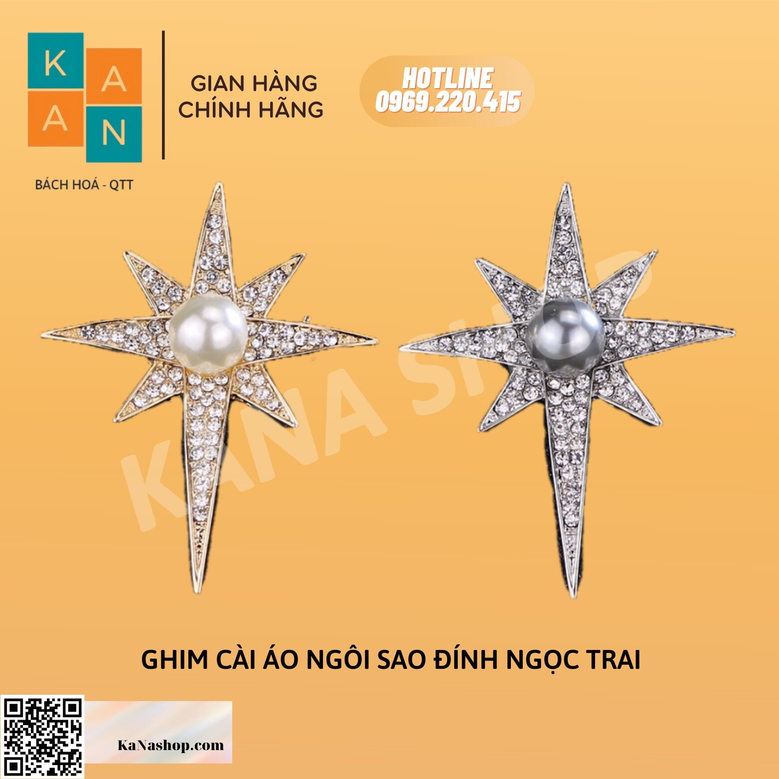 Cài áo ngôi sao đính ngọc trai