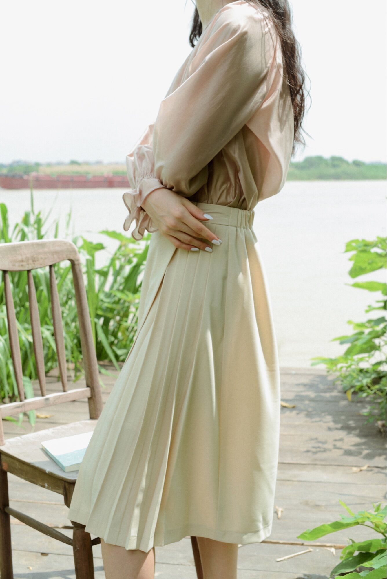 Chân Váy Midi Xếp Ly Be [Madelen]