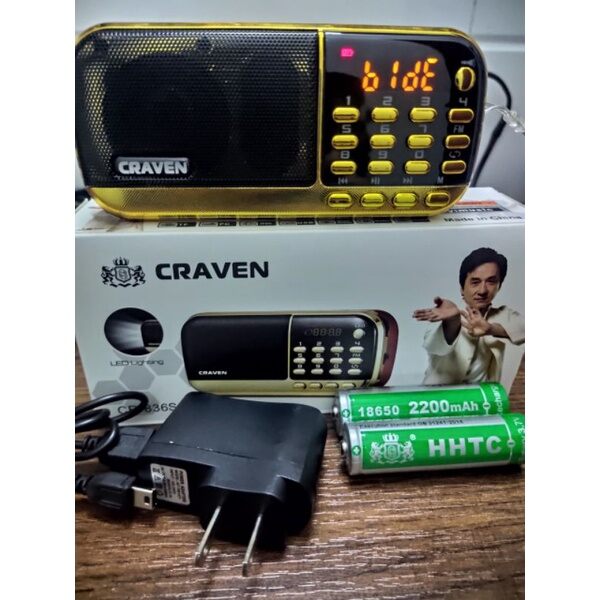 Đài loa craven cr-836s 2pin+khe thẻ +ổ cắm usb,đài fm.đèn led.