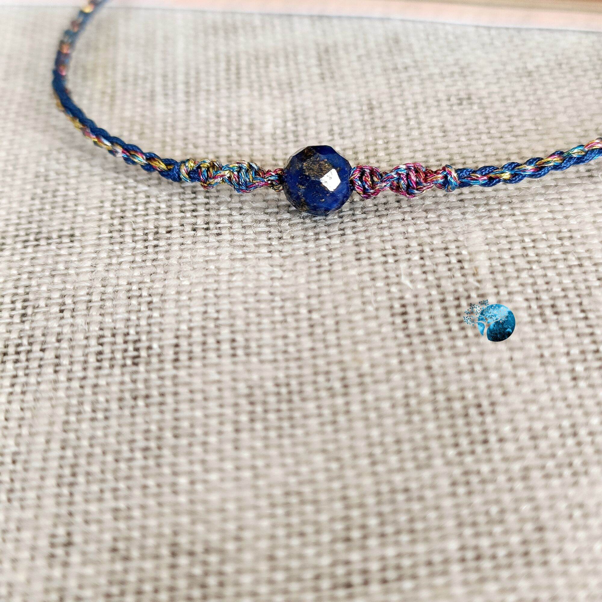 Vòng tay tết dây đá lapis lazuli