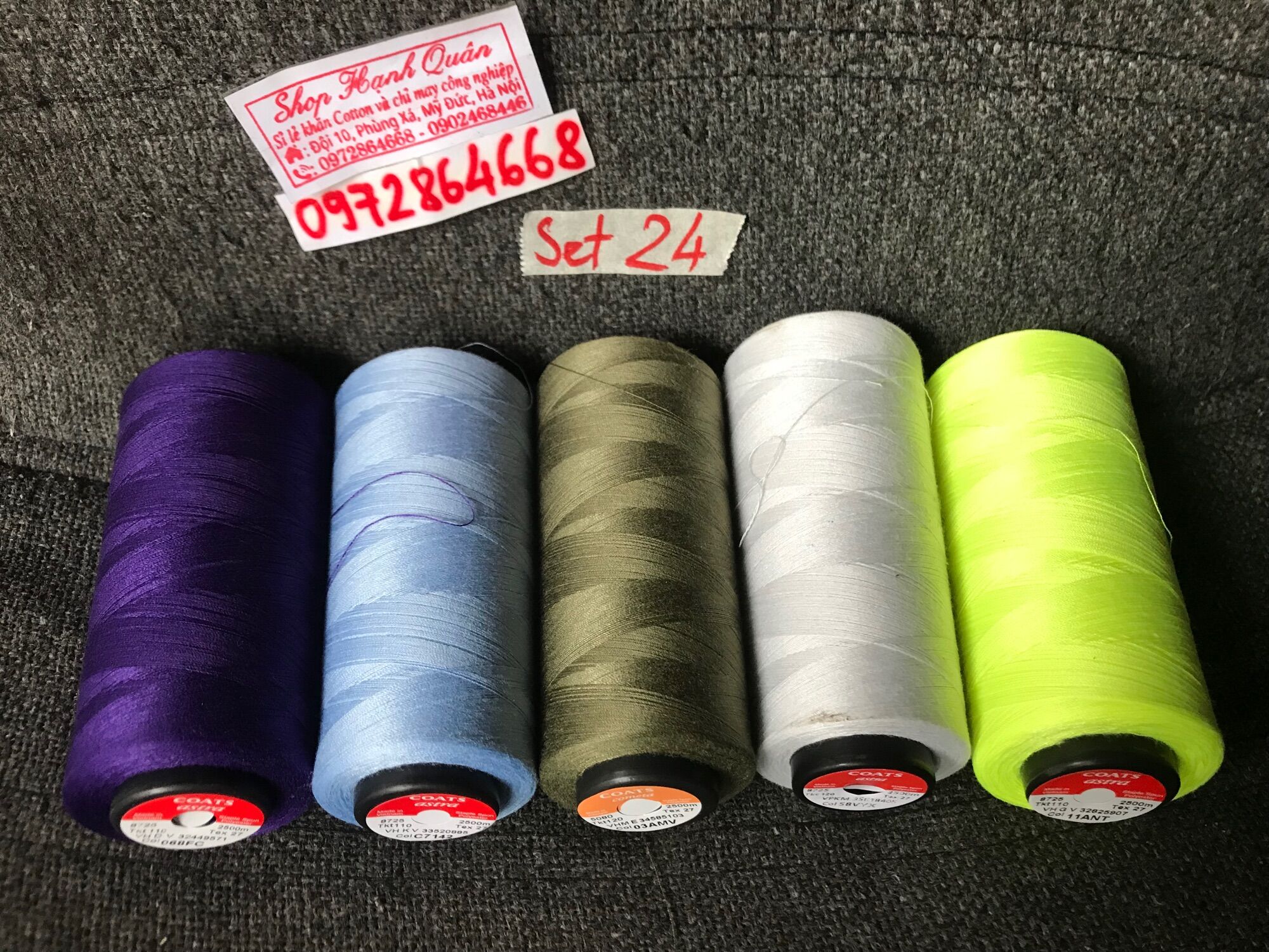 Set 5 cuộn chỉ may mỗi cuộn dài 2500m