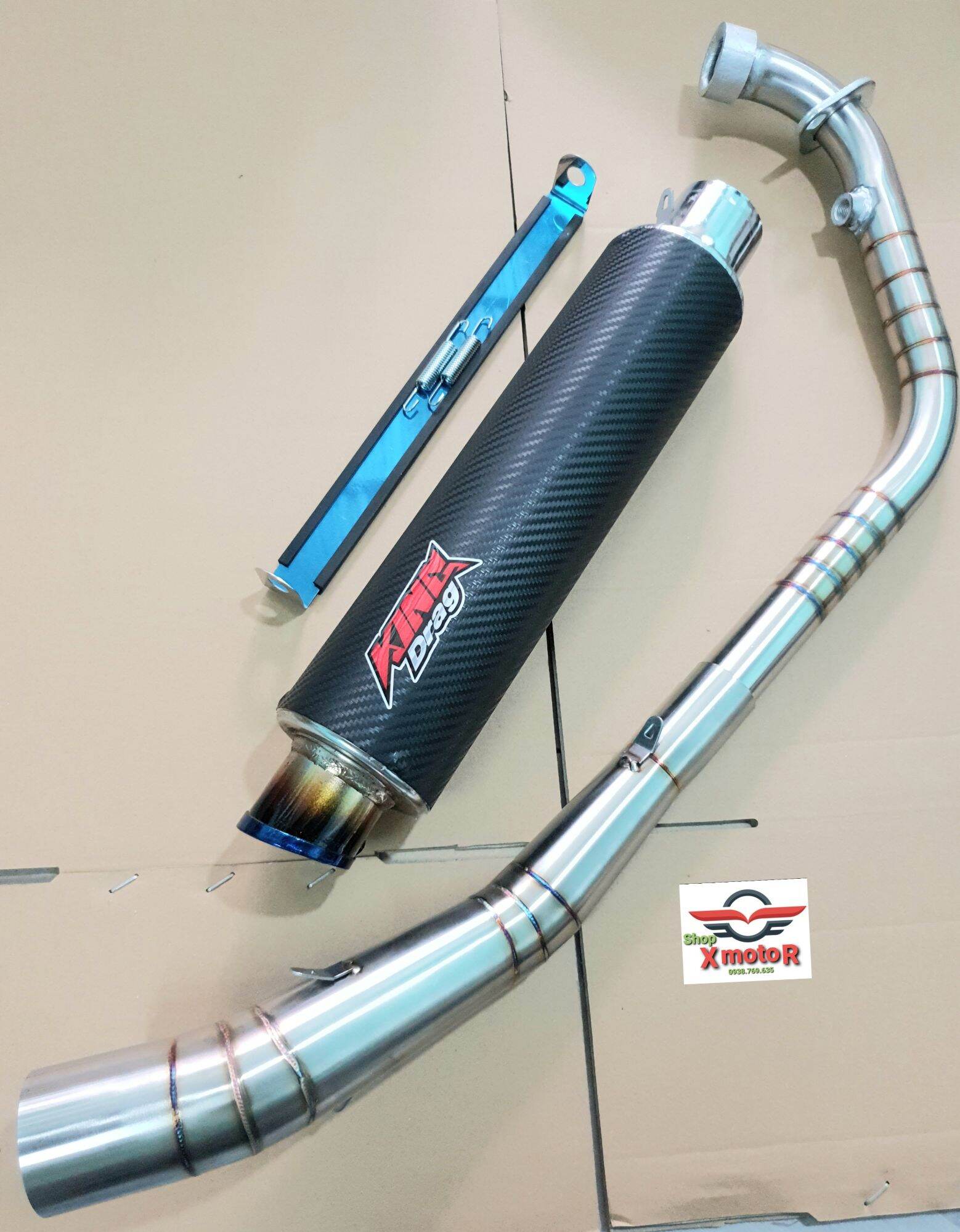 Pô King drag full bộ gắn Winer Sonic Exciter Raider Satria Gsx cổ inox 304.