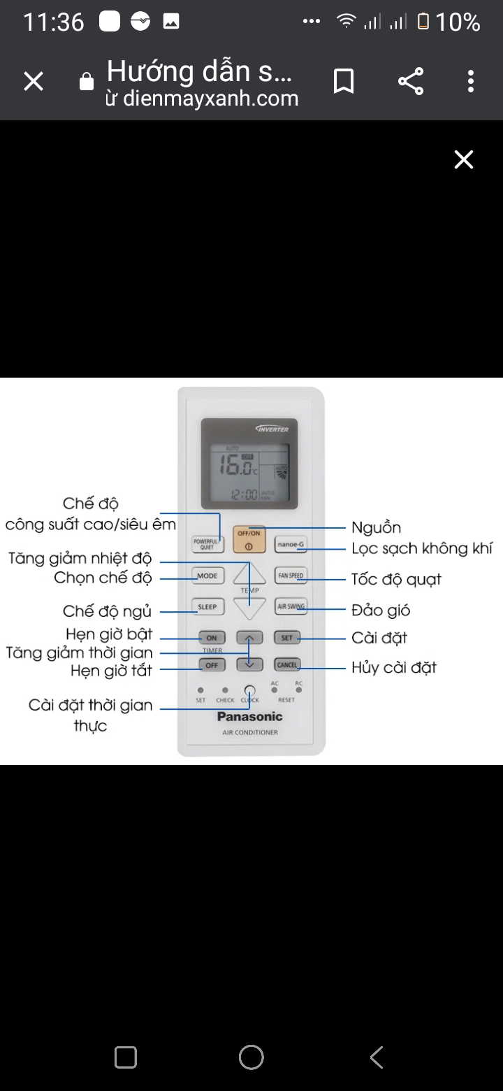 Điều khiển điều hoà Pa na so nic