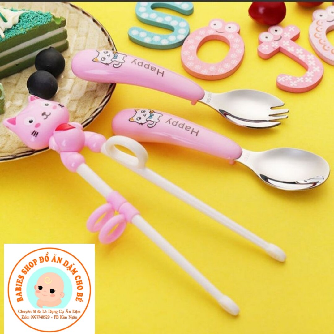 Set thìa  nĩa đũa tập gắp cho bé t
