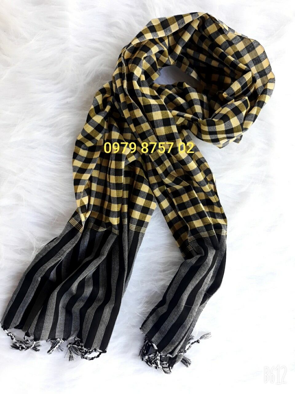 Khăn rằn màu vàng đen 60x165cm