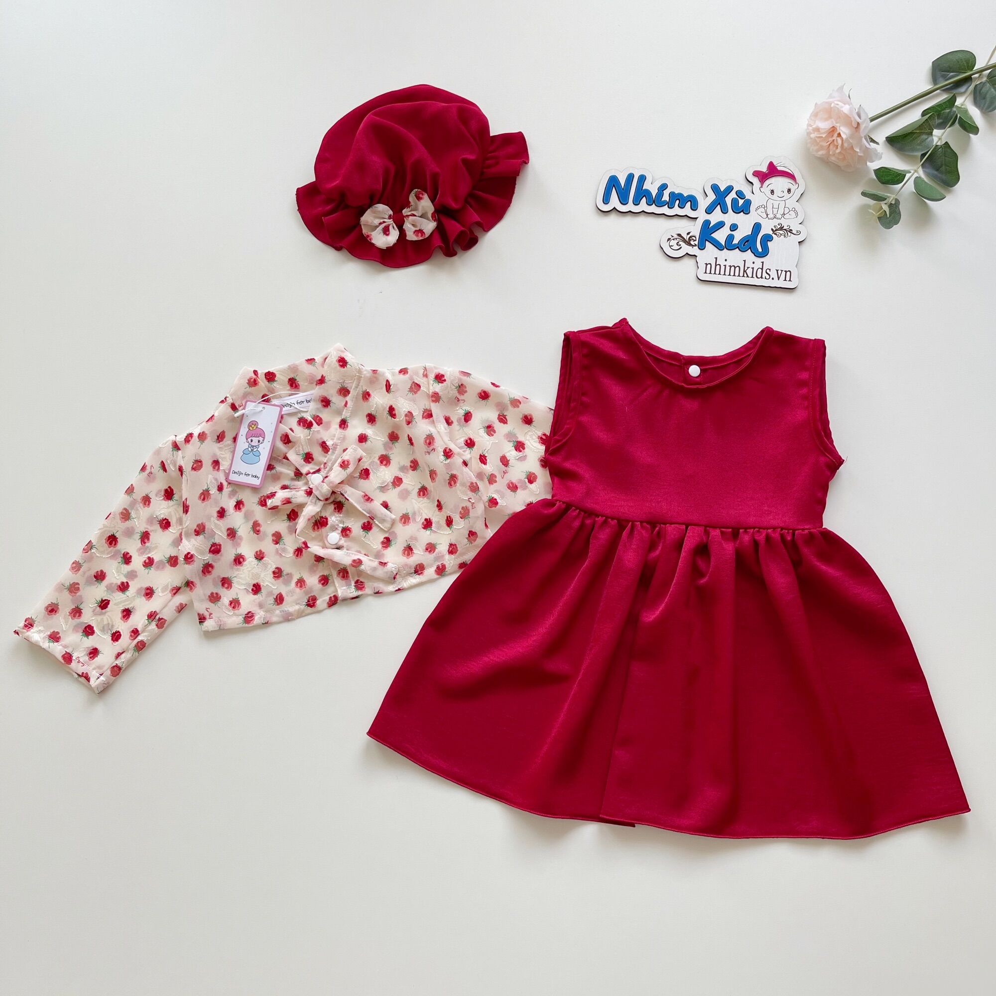 Váy hanbok rời cho bé gái 3 đến 18kg chất lụa ướt phối linen bột - v066