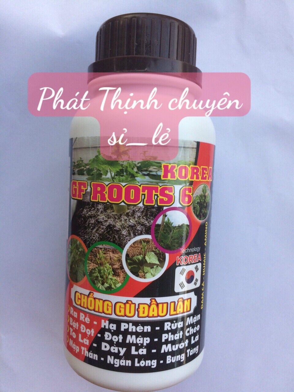 Phân bón lá root 6, ra rễ mạnh, bung chèo, mập đọt, cây phát triển tốt, chống gù đầu lân chai 500ml