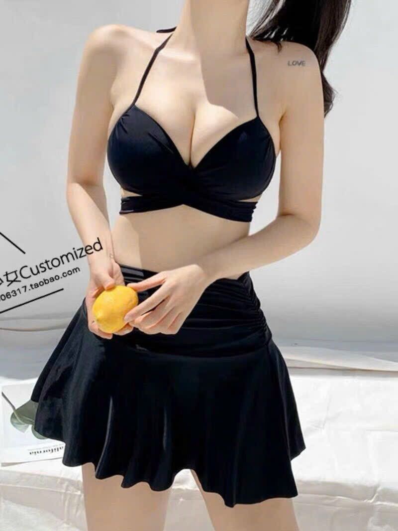 Đồ bơi nữ nâng ngực che khuyết điểm phối váy xoè phong cách Hàn Quốc đi biển bơi đẹp áo tắm Bikini SG.