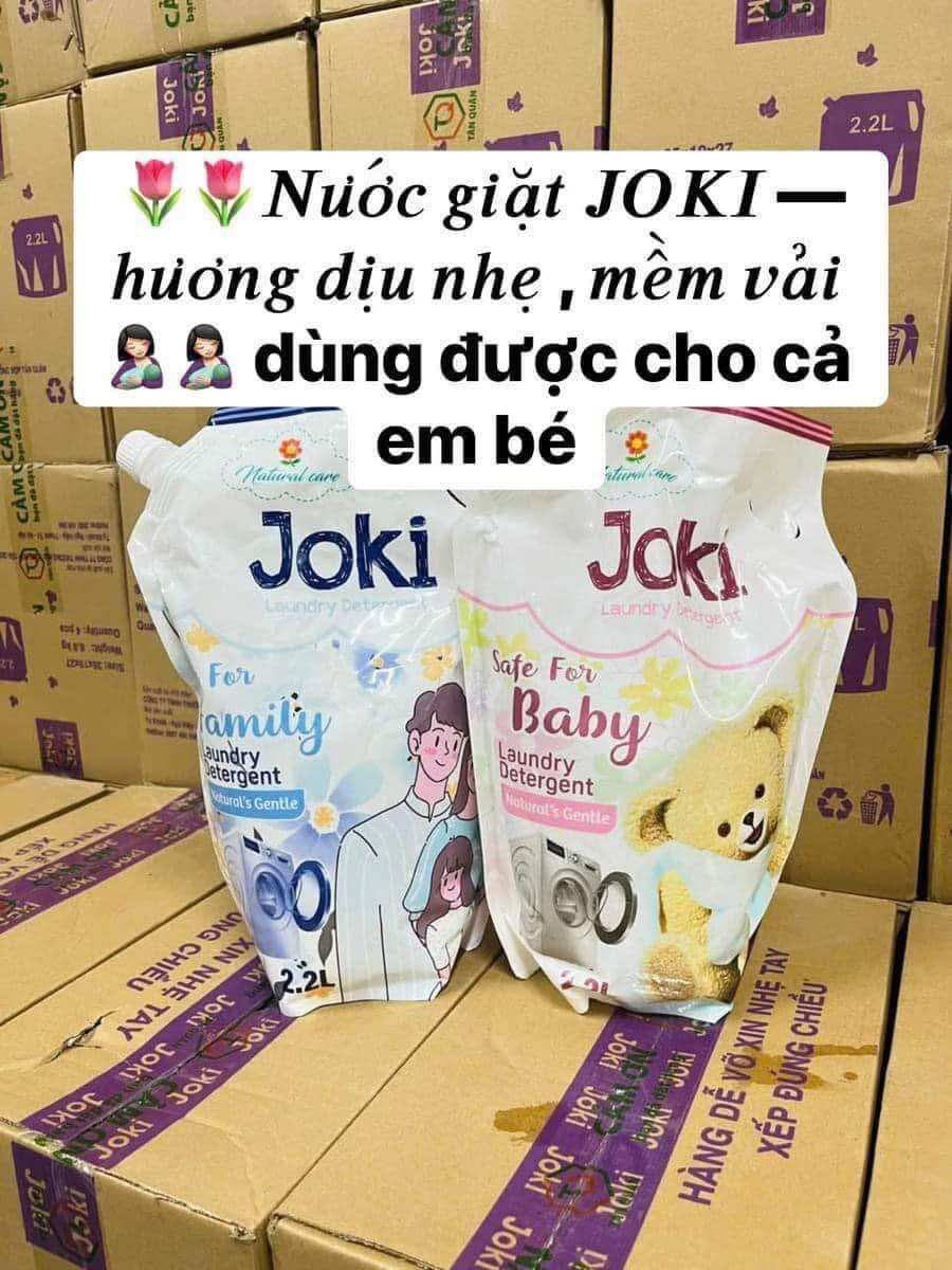 Nước giặt JOKI thùng 4 bịch 8.8 lít nhiều bọt, thơm dai dùng giặt cho cả đồ em bé