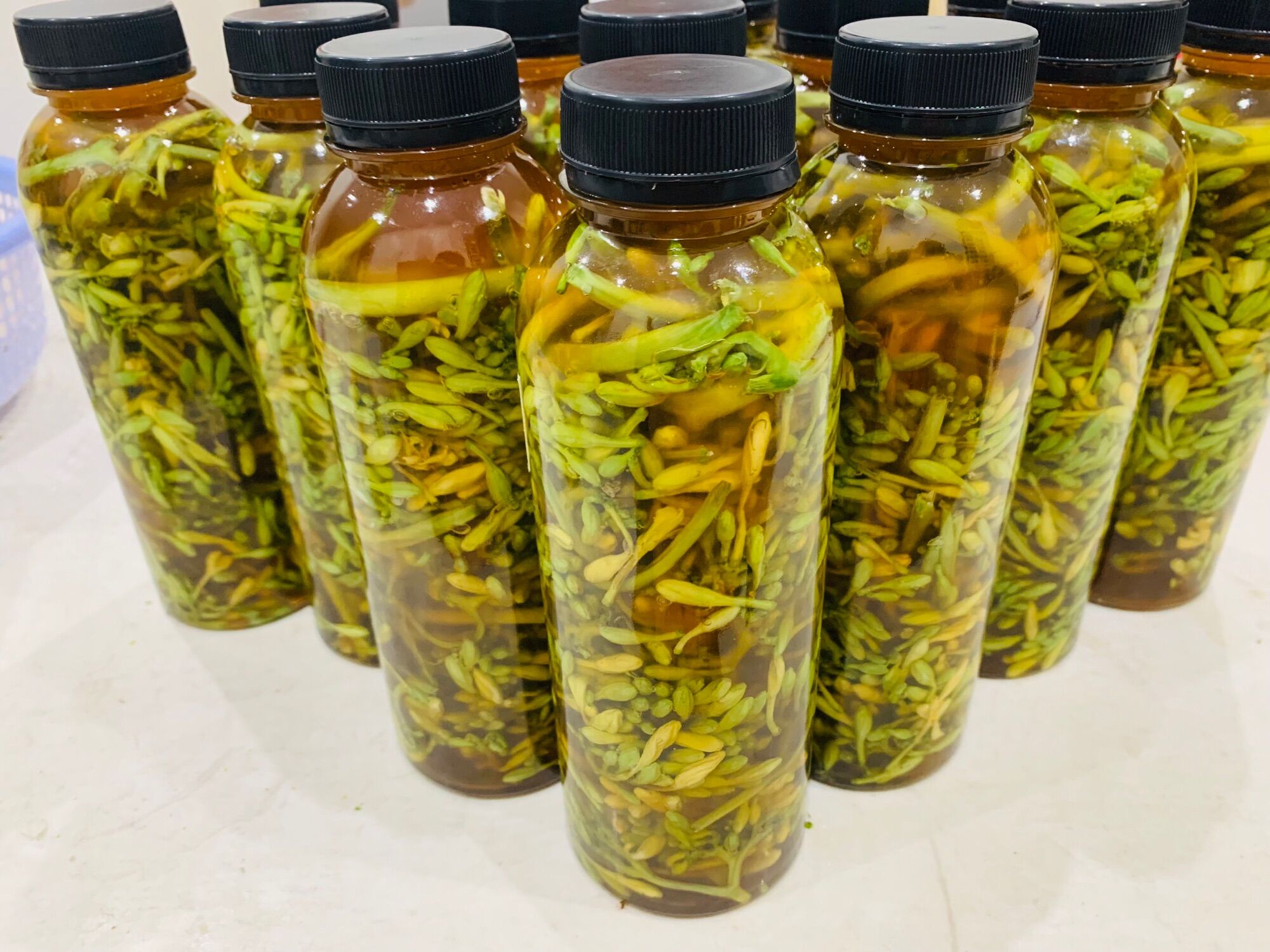 Hoa đu đủ đực tươi ngâm mật ong 500ml.
