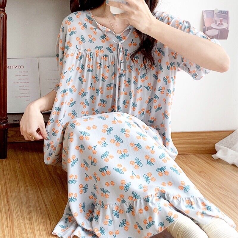 Đầm lanh lụa mặc nhà siêu mềm mát, freesize bầu bí thoải mái bon chen