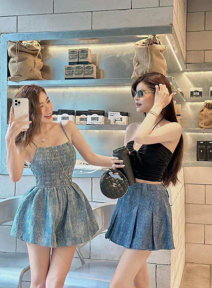 Jum jeans mềm chun ngực kh