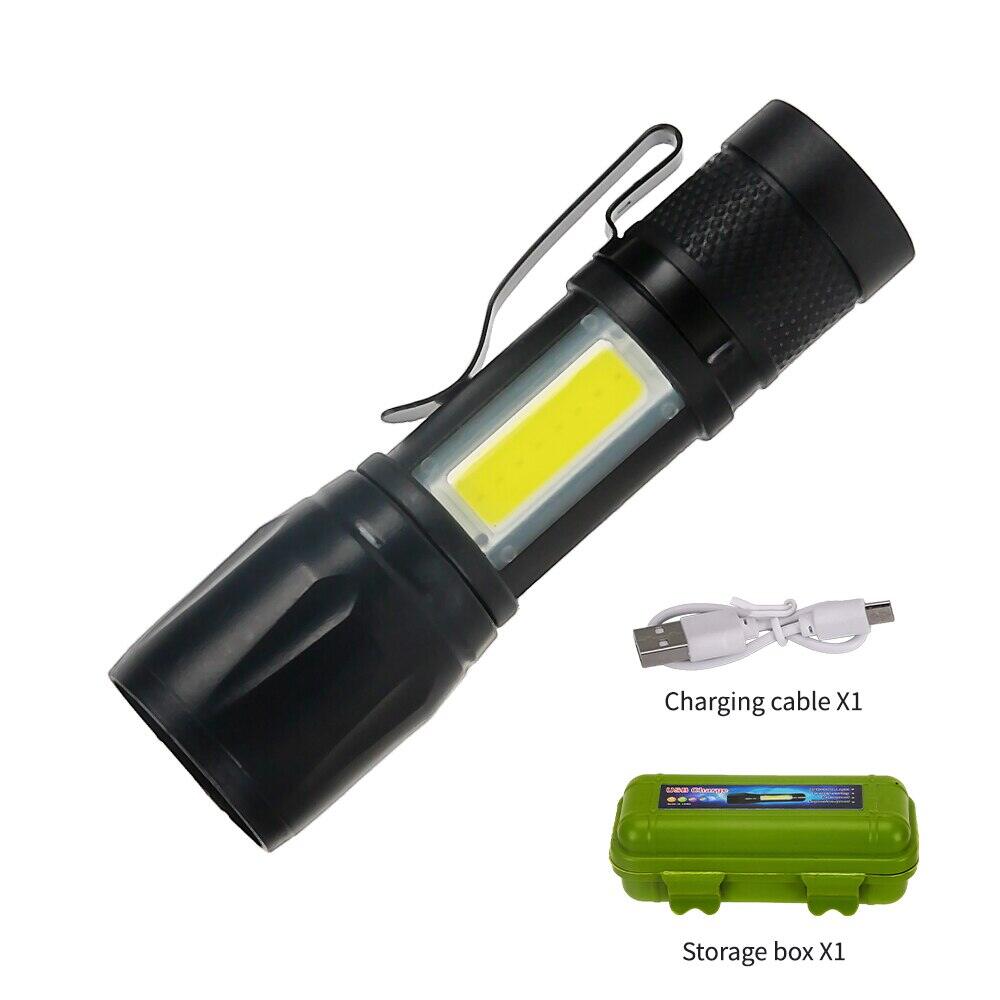 Mini torch LED sạc Đèn pin xách tay USB Sạc đèn pin ngân hàng điện cao cắm trại không thấm nước tầm xa đèn lồng