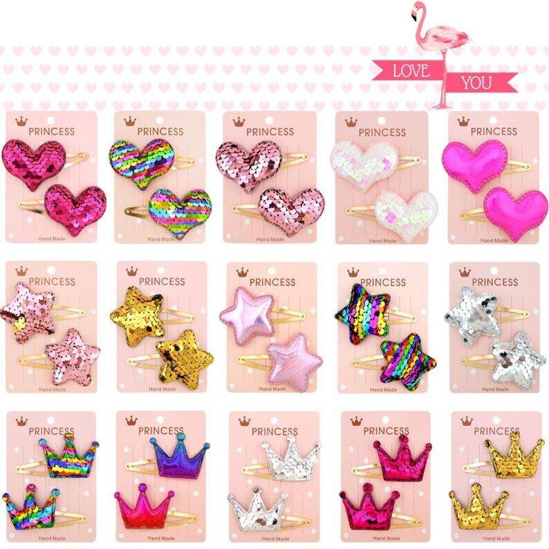 Set 2 Kẹp tóc đính sequence thời trang lấp lánh cho bé gái-- SUBO SHOP.