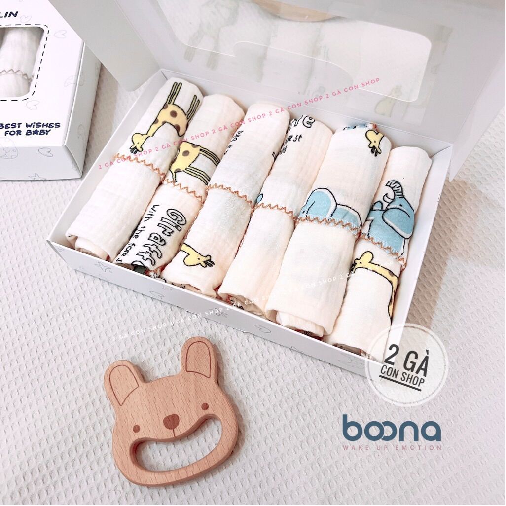 Khăn xô sữa aden Muslin Boona - sét 6 chiếc