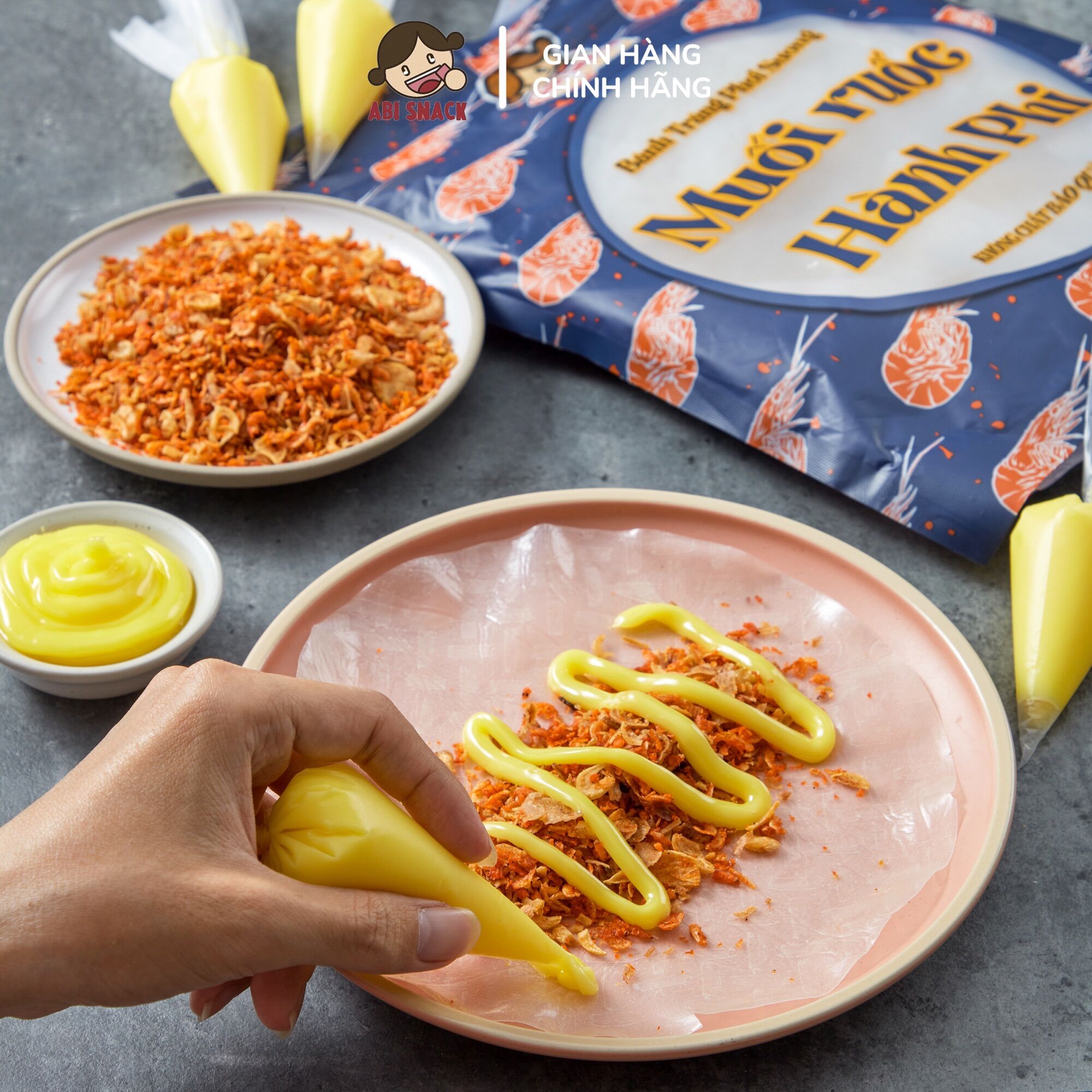 Bánh Tráng Phơi Sương Muối Ruốc Hành Phi - Abi Snack - 606gram