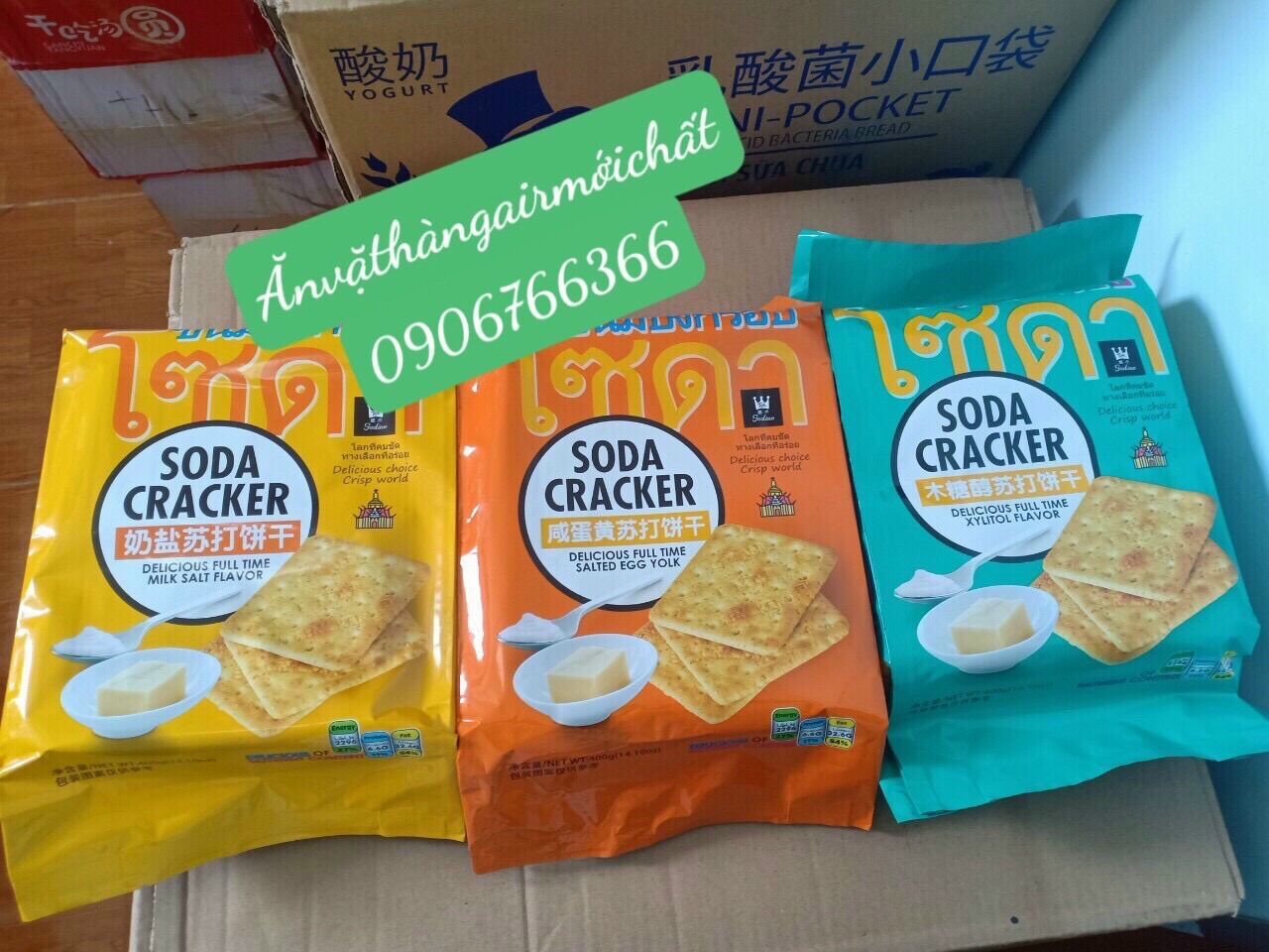 [Date Đẹp 12/2026]Bánh Soda Cracker Ăn Kiêng Thái Lan Gói 400 gram