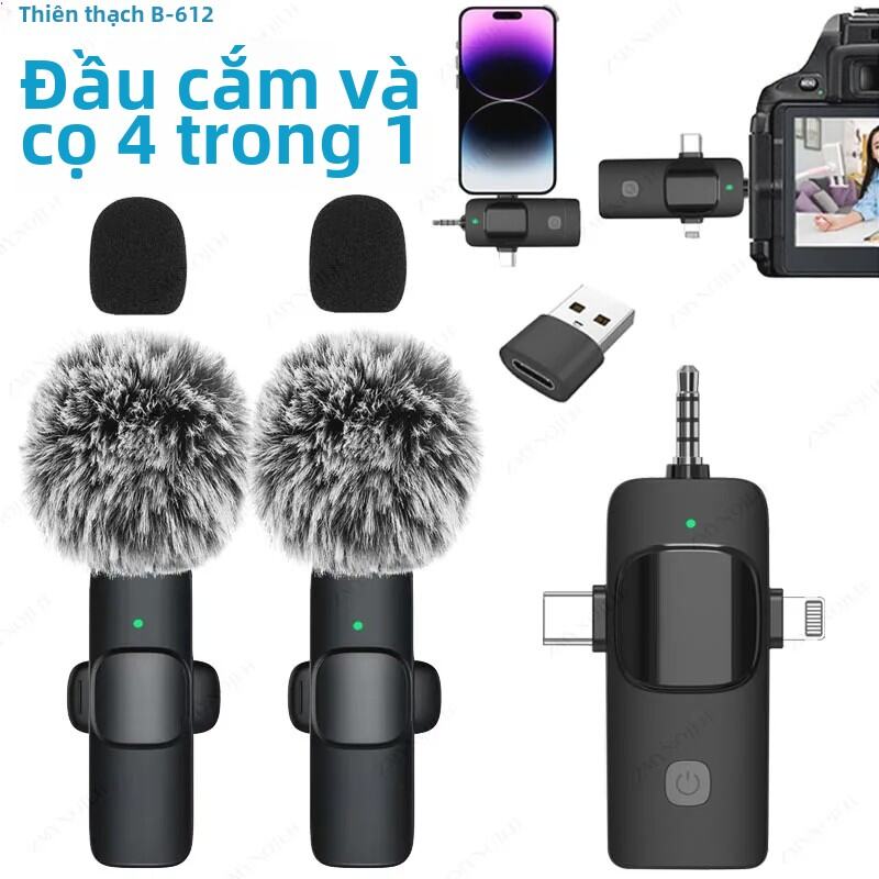 Micro Lavalier Không Dây Chuyên Nghiệp 4 Trong 1 Cho iPhone Android 3.5mm - Giảm Tiếng Ồn Đa Hướng Mini Để Ghi Âm Vô Tuyến Trực Tiếp