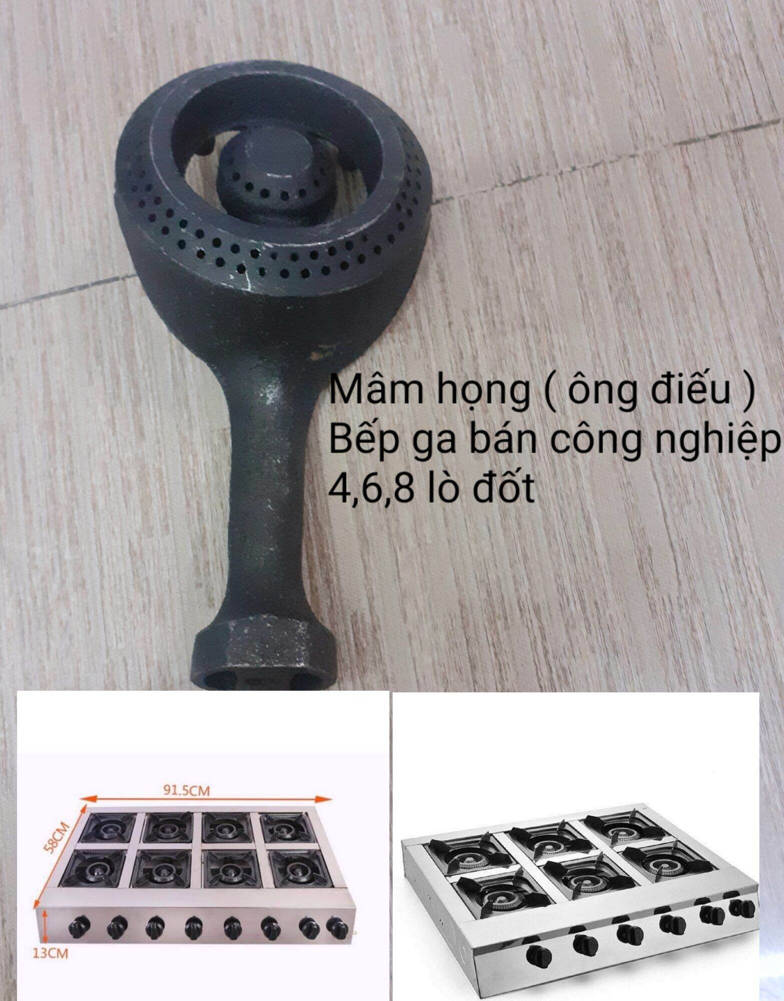 Họng gang + đầu đốt bếp ga bán công nghiệp 4,6,8 lò đốt