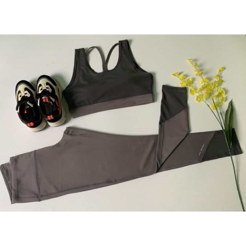 Sét bộ đồ tập gym yoga nữ phối lưới