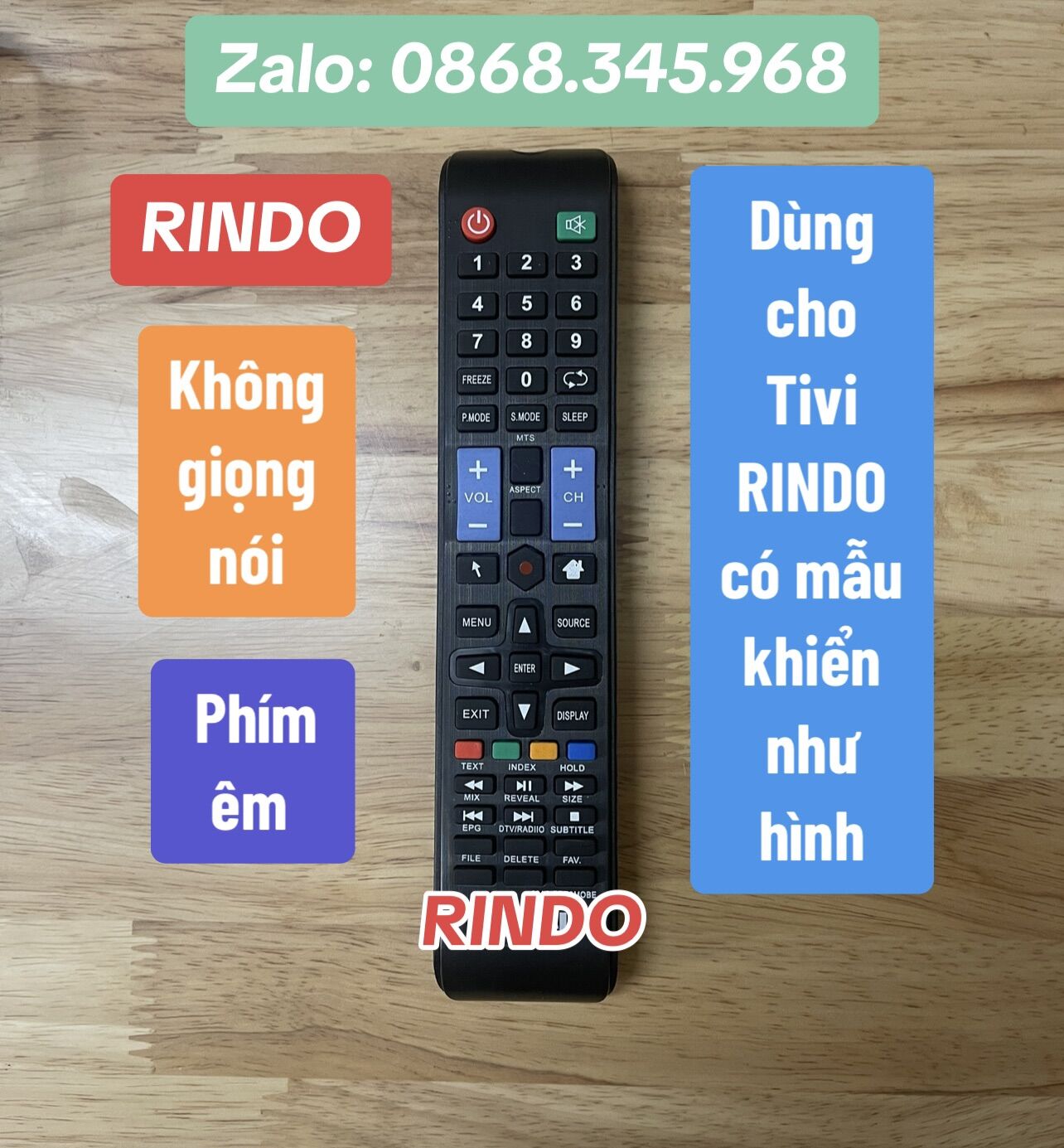 Remote điều khiển Tivi RINDO không giọng nói hàng cao cấp