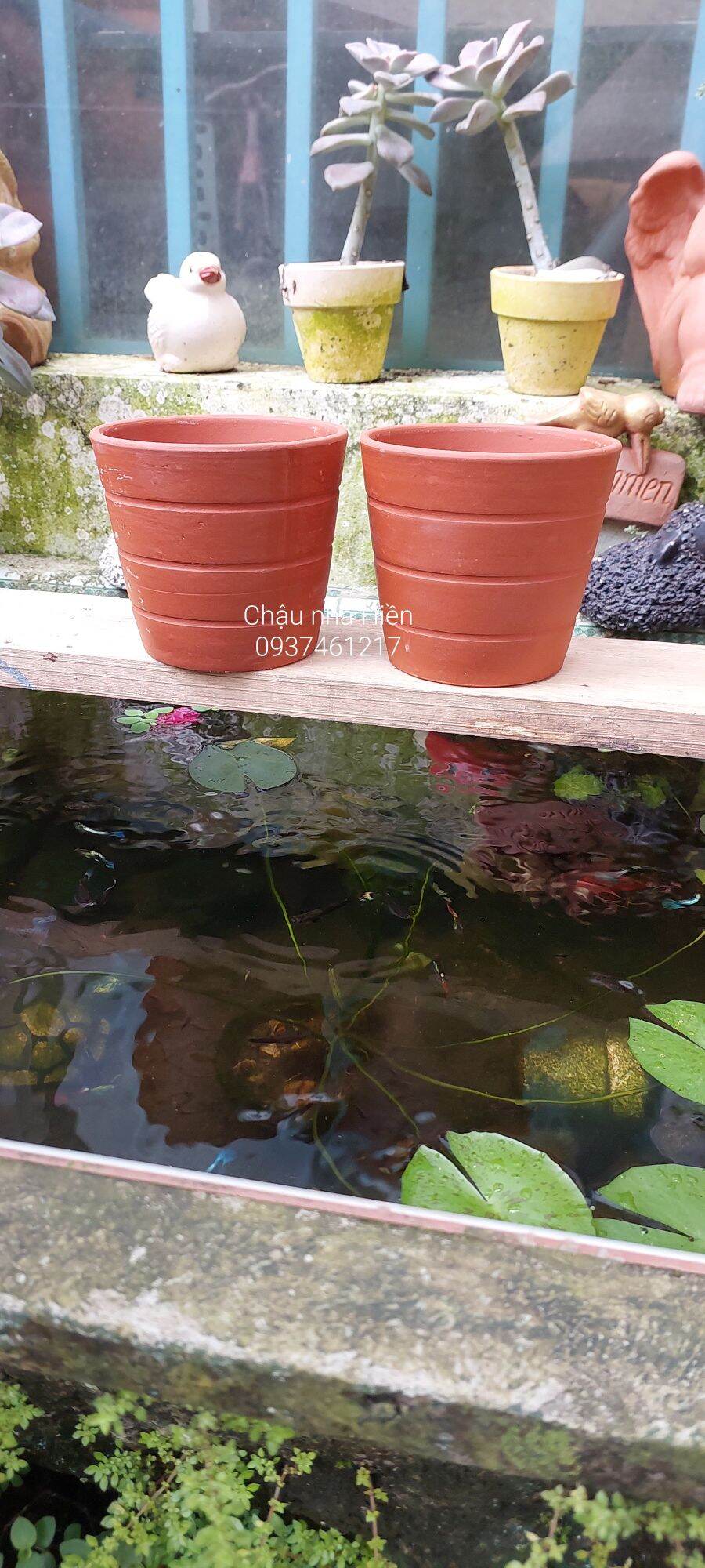 Chậu đất nung Bình Dương ly sọc ngang
