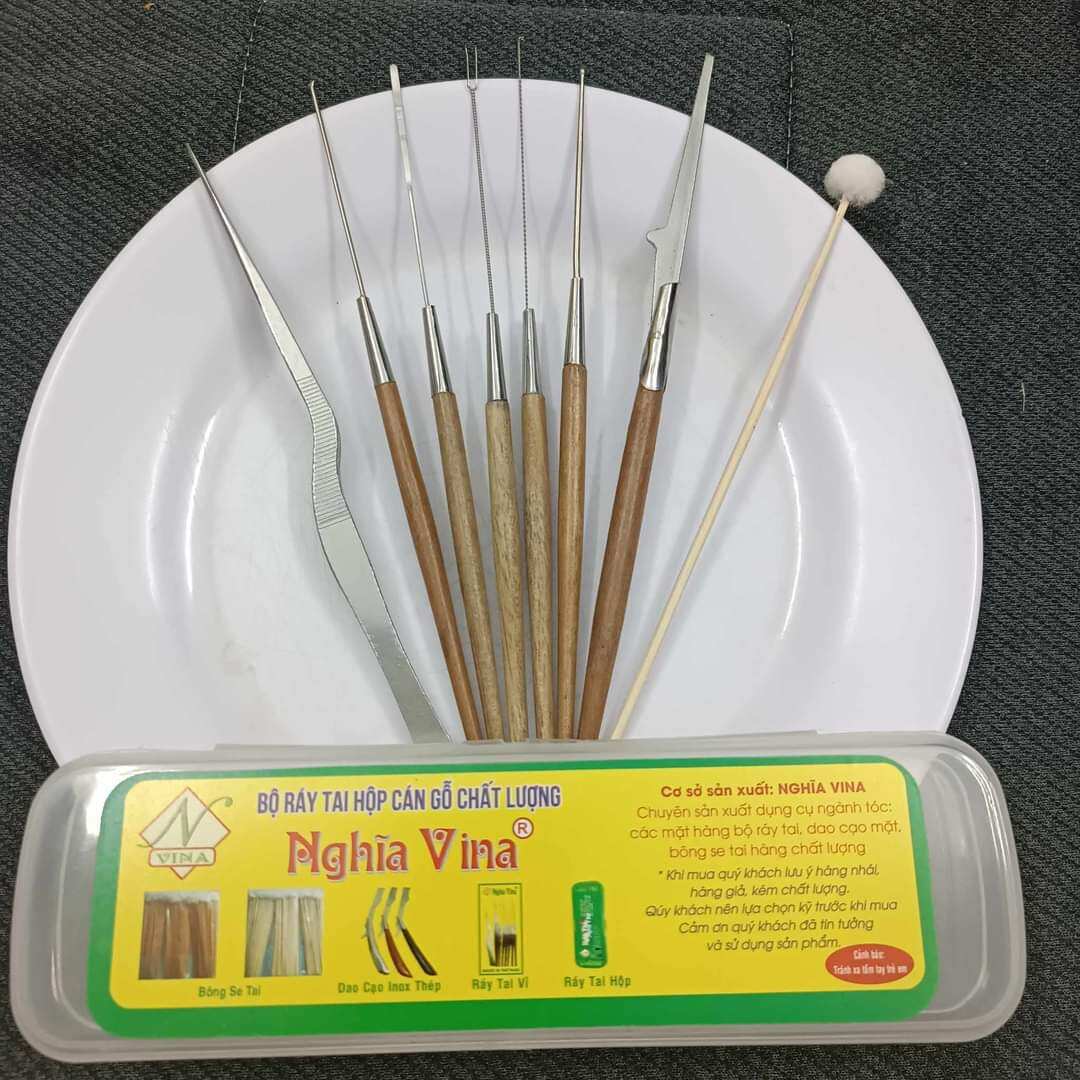 Bộ dụng cụ lấy ráy tai nghĩa vina cán gỗ 8 món