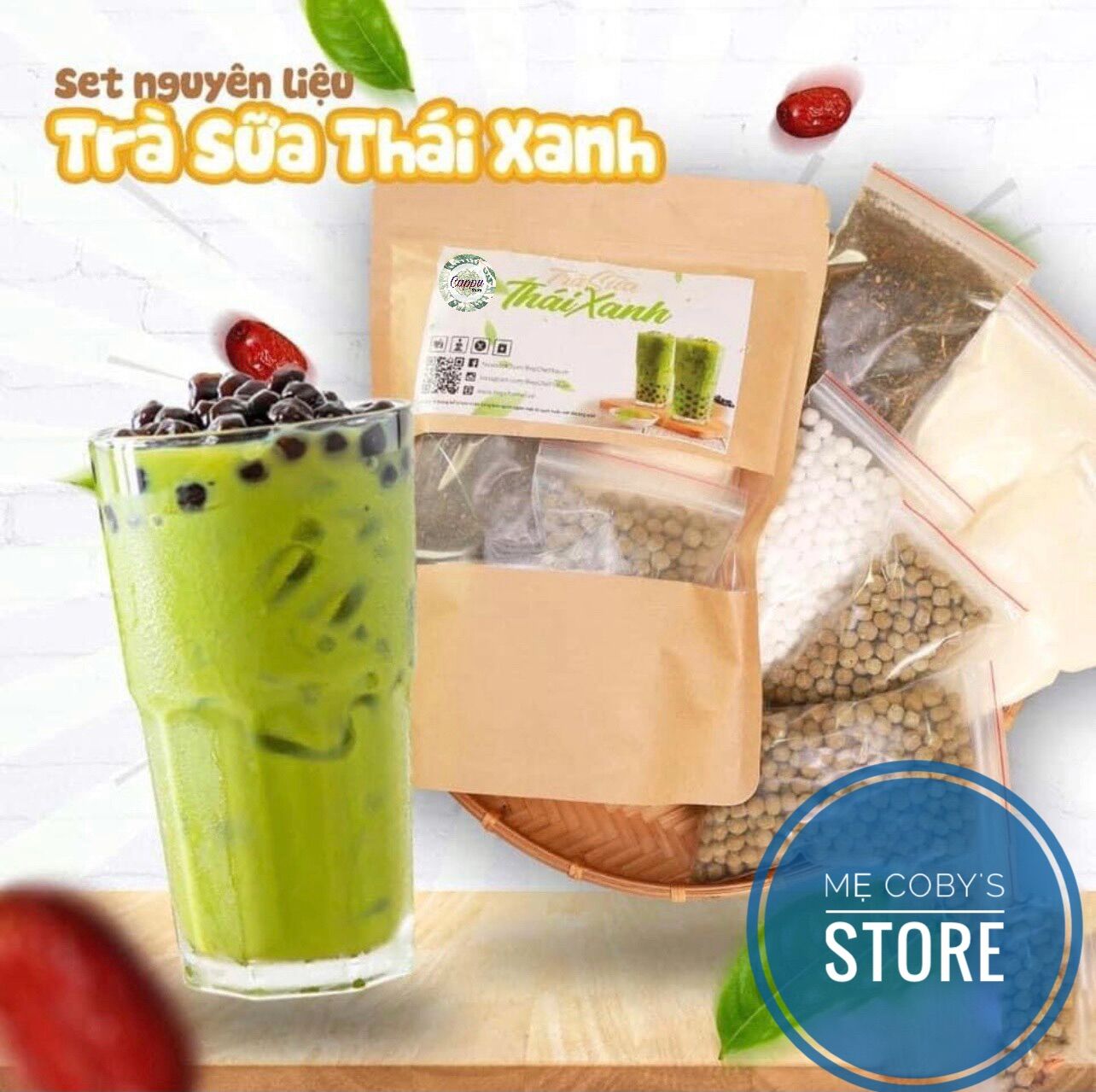 Set trà sữa thái xanh