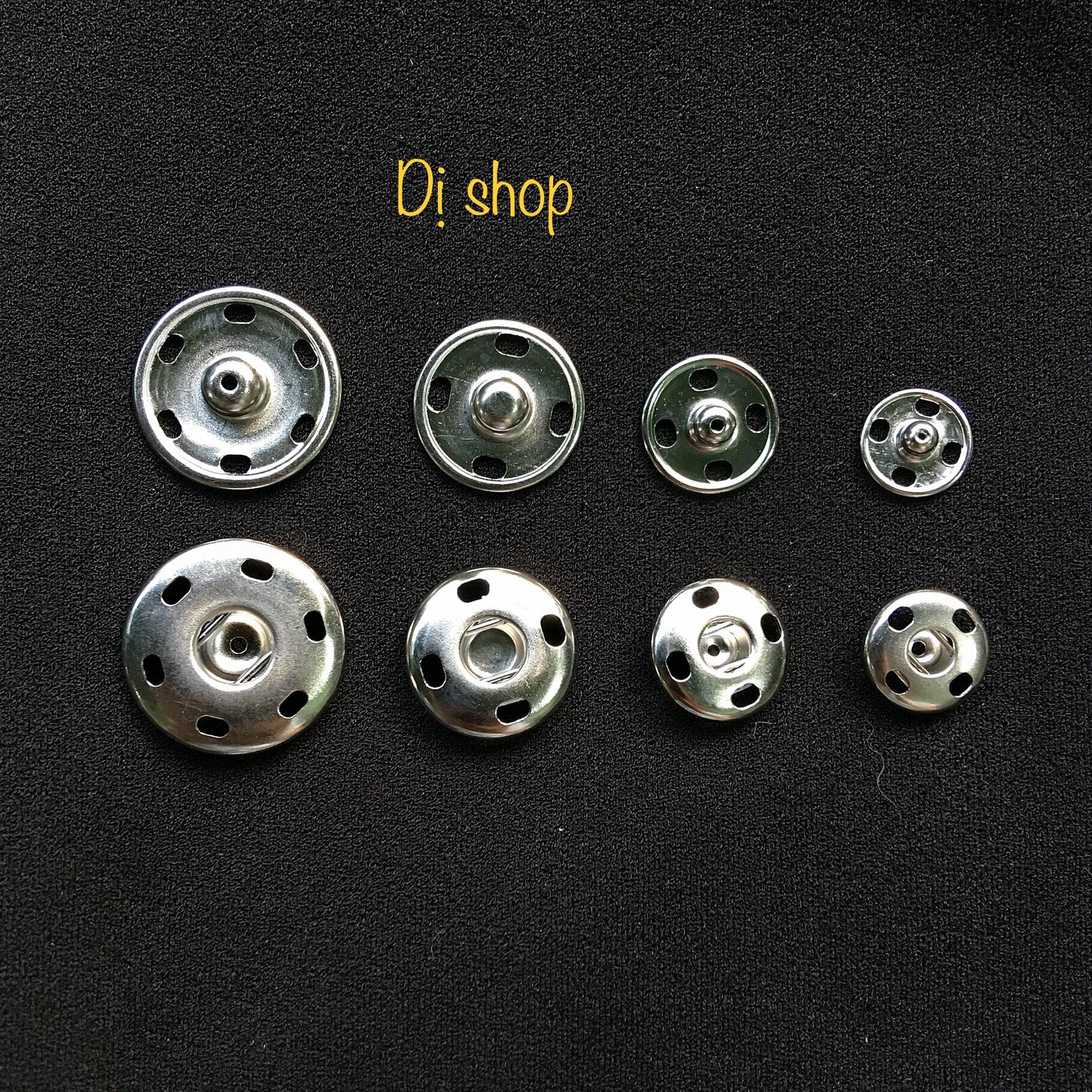 Set 10 nút bấm nhiều size 1.1cm, 1.4cm, 1.7cm, 2.1cm