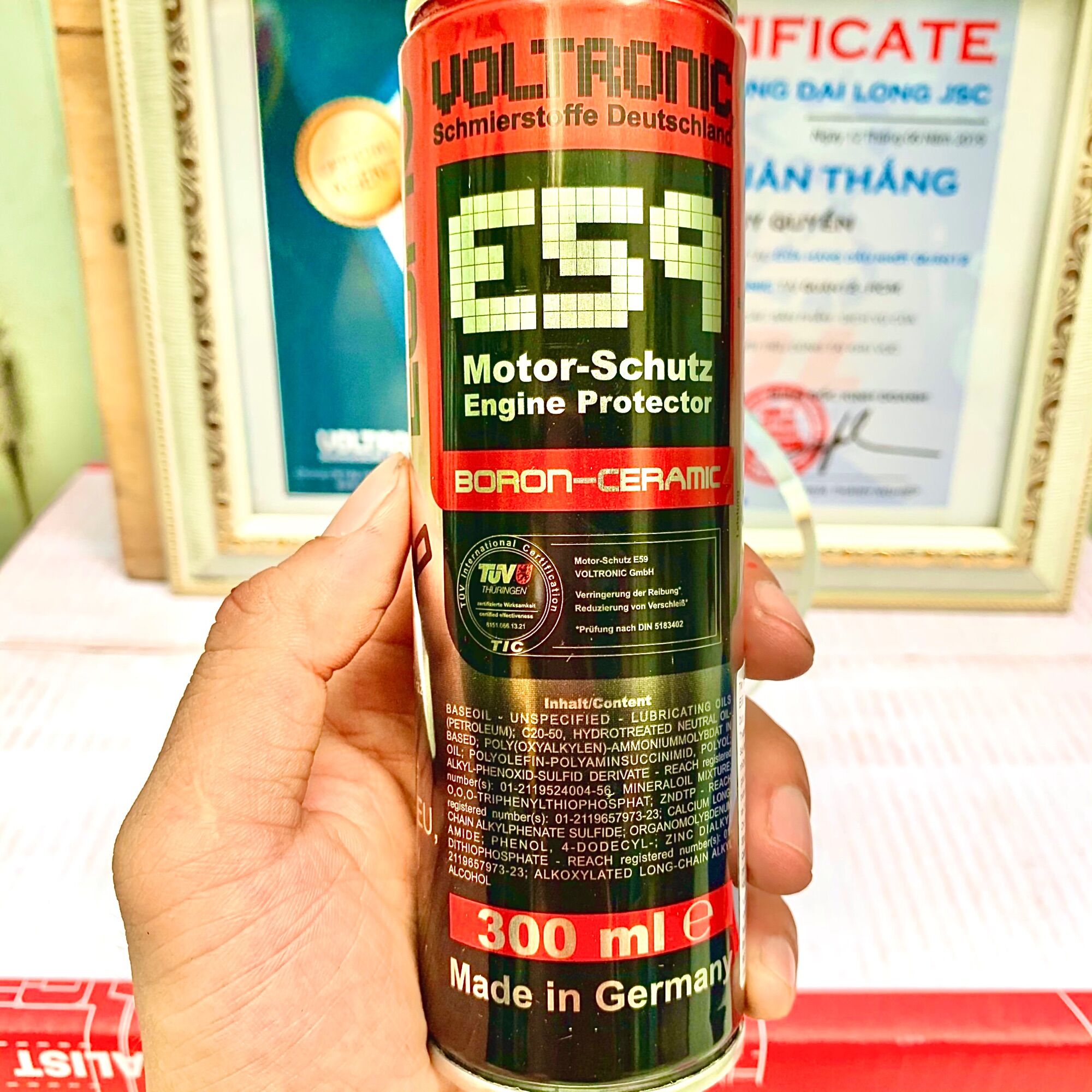 Phụ gia nhớt Voltronic E59 Moto-Schutz Engine Protector - Phủ Sứ Ceramic Động Cơ