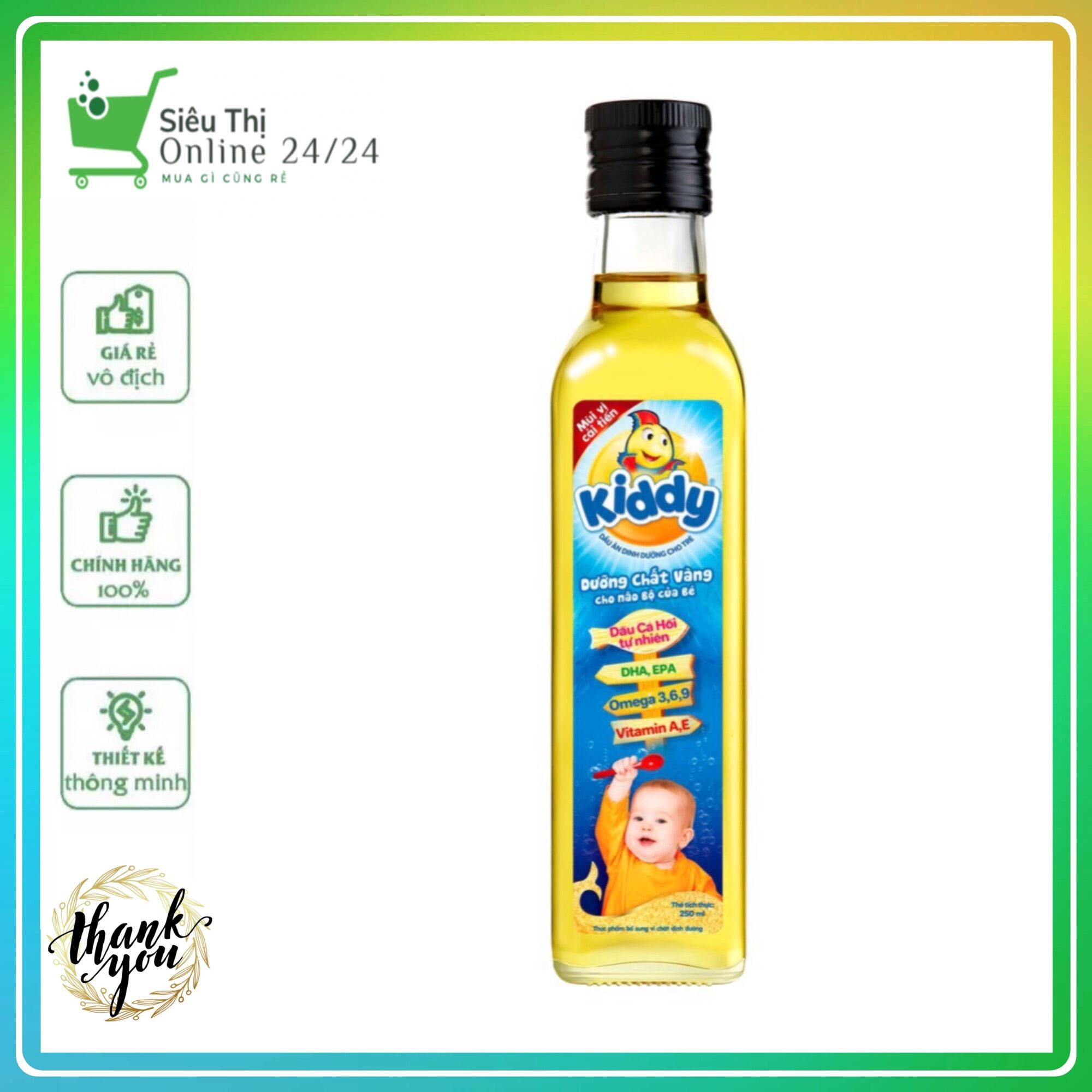 Dầu ăn kiddy dinh dưỡng dầu cá hồi cho bé 250ml - ảnh sản phẩm 1