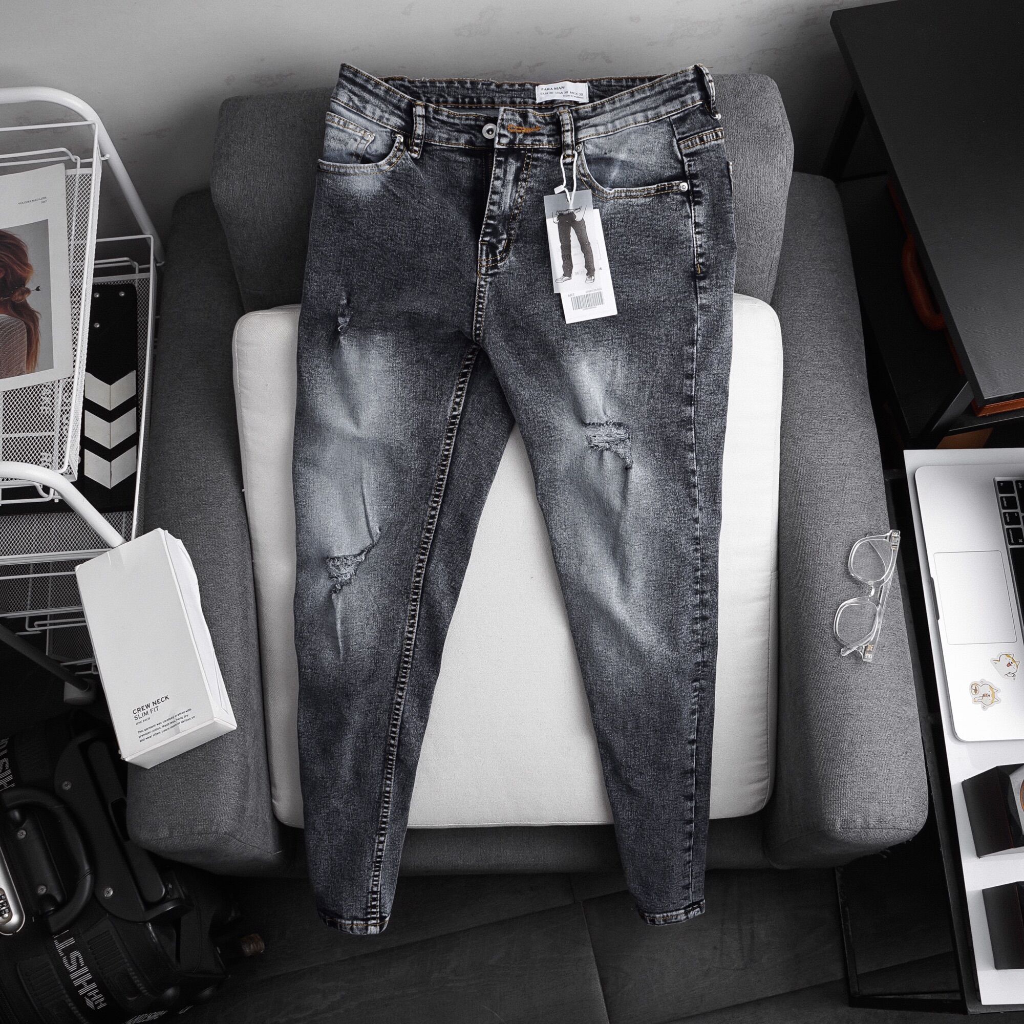 Quần Jean ống ôm nam skinny jean thun vải cao cấp hàng xuất