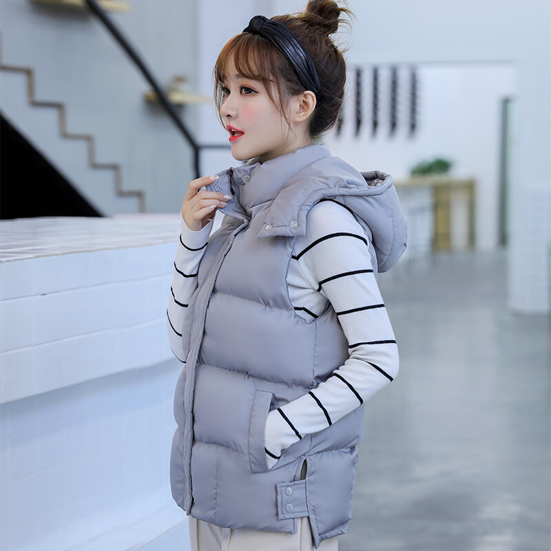 Áo Gi Lê Bông Lông Vũ Áo Ba Lỗ Phong Cách Hàn Quốc Liền Mũ Mẫu Mới Thu Đông 2022 Mẫu Ngắn Cho Nữ Áo Gi Lê Phối Đa Phong Cách Mặc Ngoài Áo Khoác Không Tay