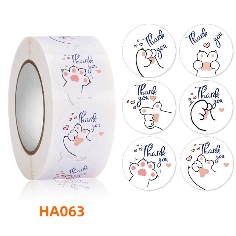 Cuộn 500 miếng sticker thank you GUEM
