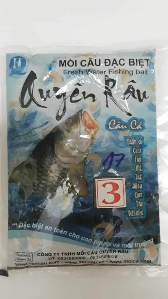 Mồi Quyền Dâu Số 3(gồm 3 gói) Mồi Câu Cá Chép đặc biệt