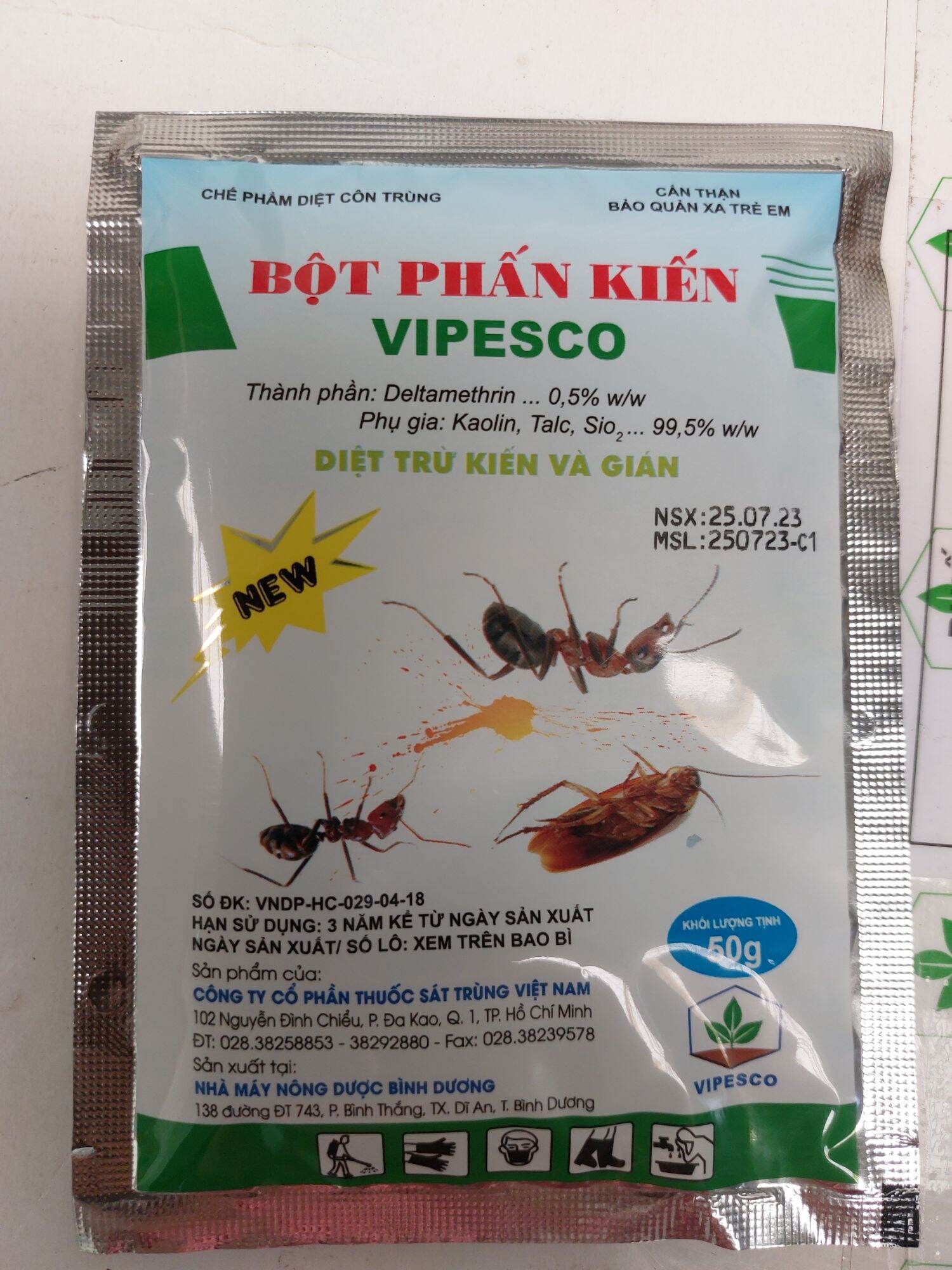 Thuốc trừ Kiến bột ,trừ kiến, gián VIPESCO gói 50Gram,kiến gián ch.ết ngay khi rắc thuốc