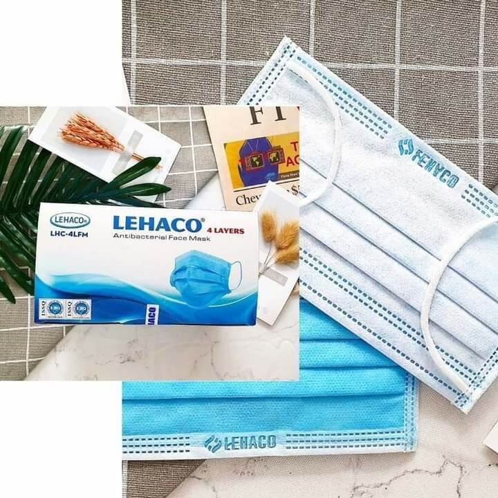 Combo 4 hộp ( 200 cái) khẩu trang 4 lớp xanh Lehaco