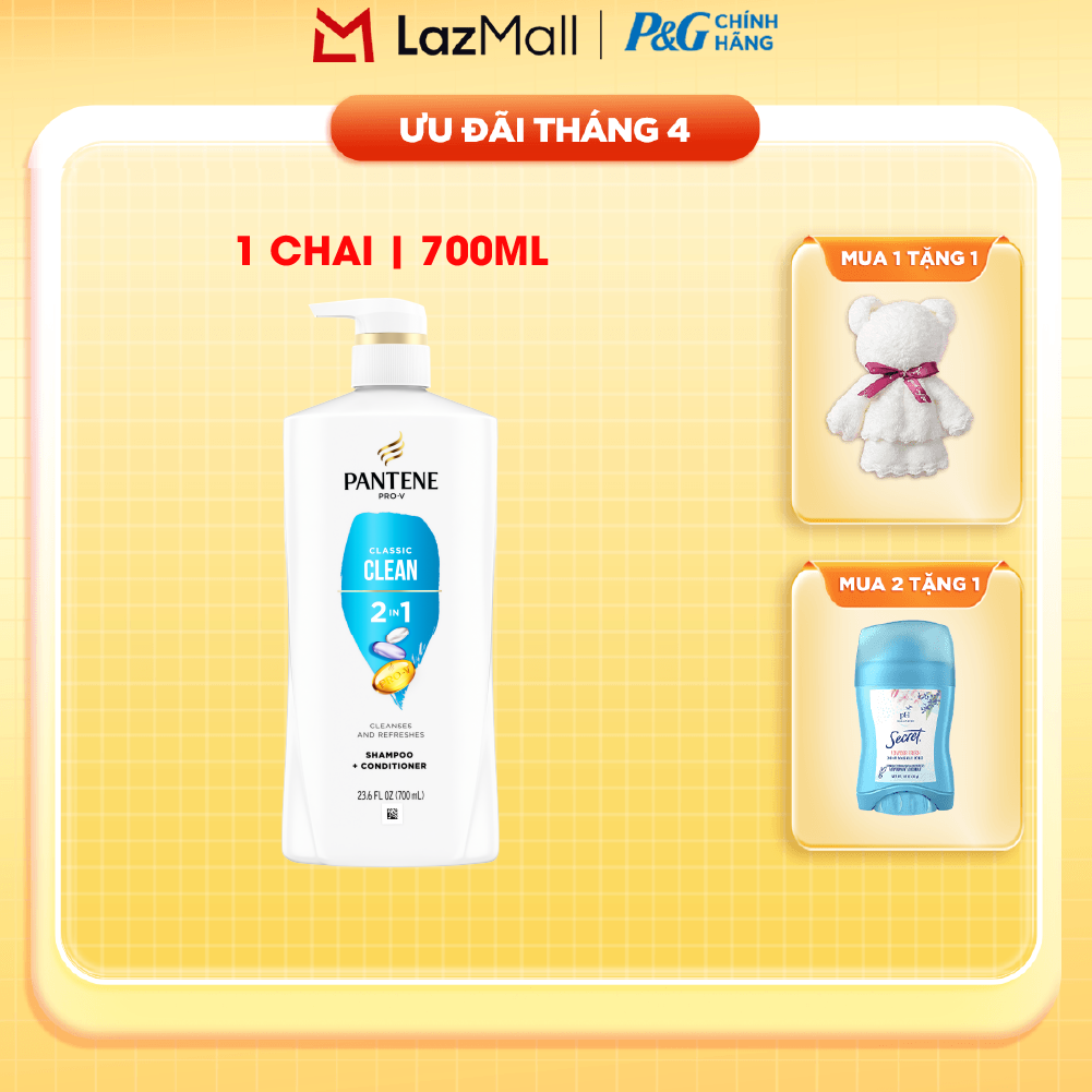Dầu Gội Xả PANTENE Nhập Khẩu Mỹ 2IN1 Hương Classic Clean Chai 700ML