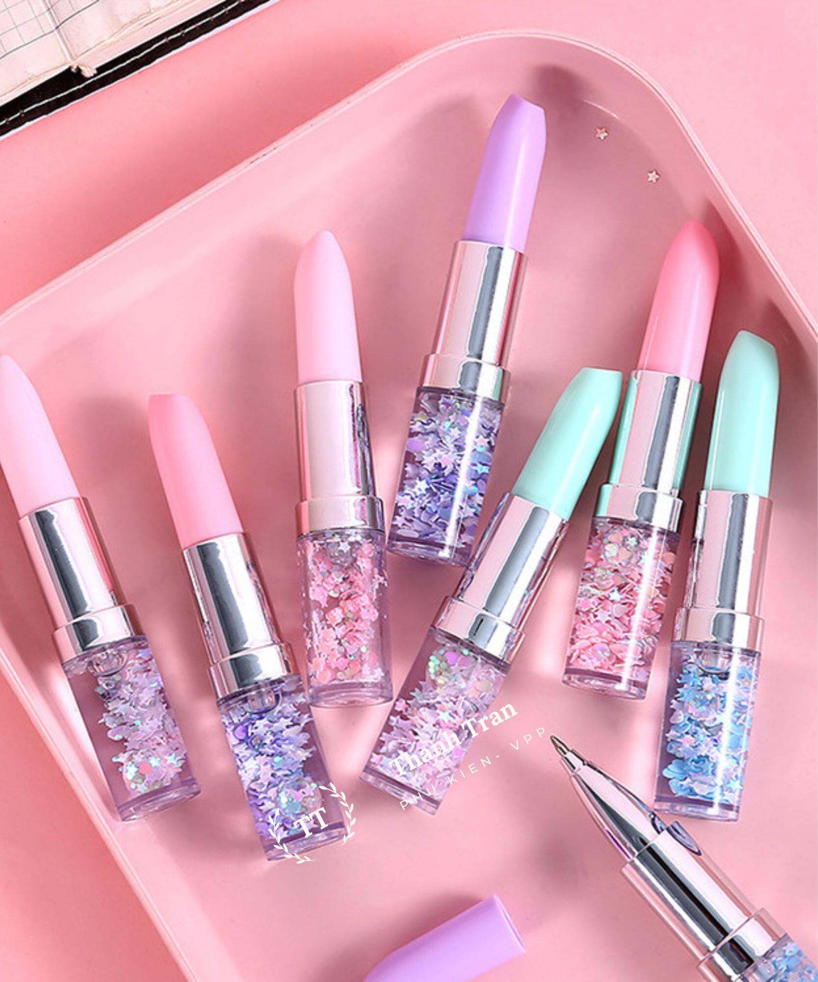 Bút son môi thân nhủ kim tuyến mực xanh