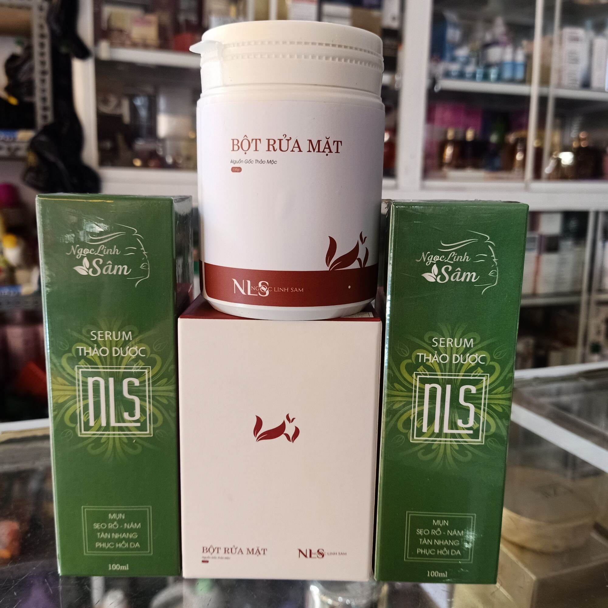 Combo serum & bột rửa mặt Ngọc Linh Sâm