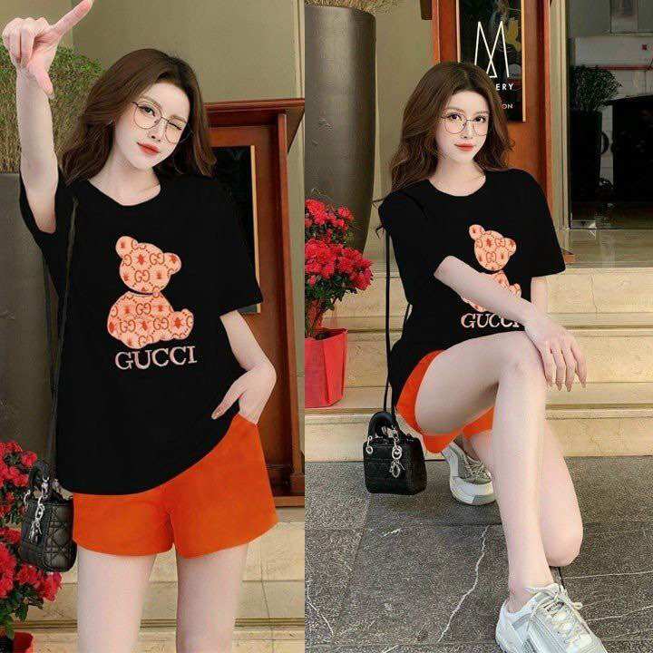SÉT BỘ SHORT COTTON THÊU GẤU CAO CẤP