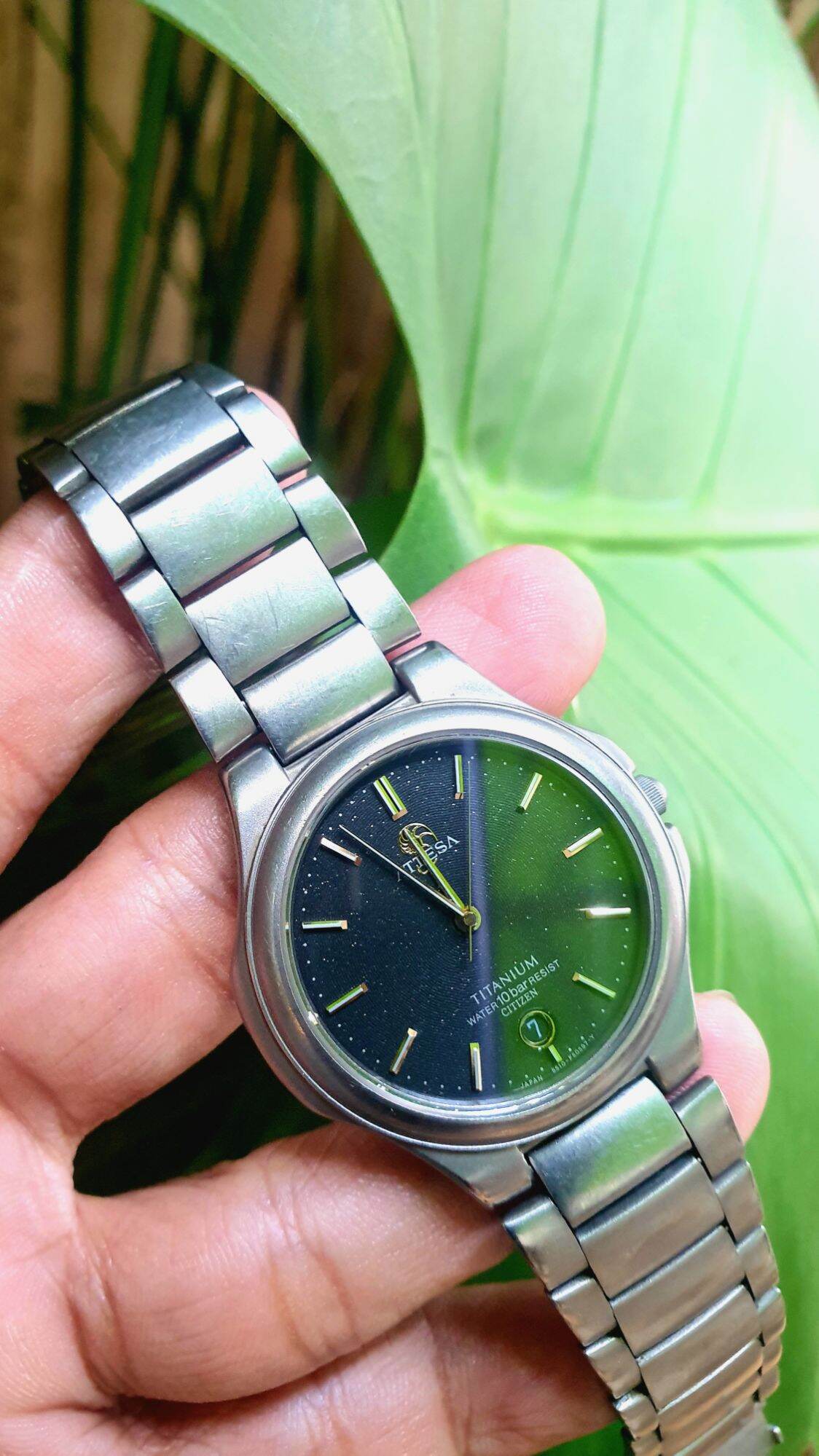 đồng hồ si nam chính hãng citizen attesa mặt cát titanium toàn thân