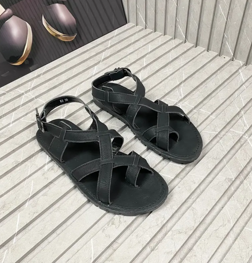 Dép Sandal Nam Quai Chéo, Dép sandal unisex nam quai da bò thật Hàng Chuẩn Cao Cấp
