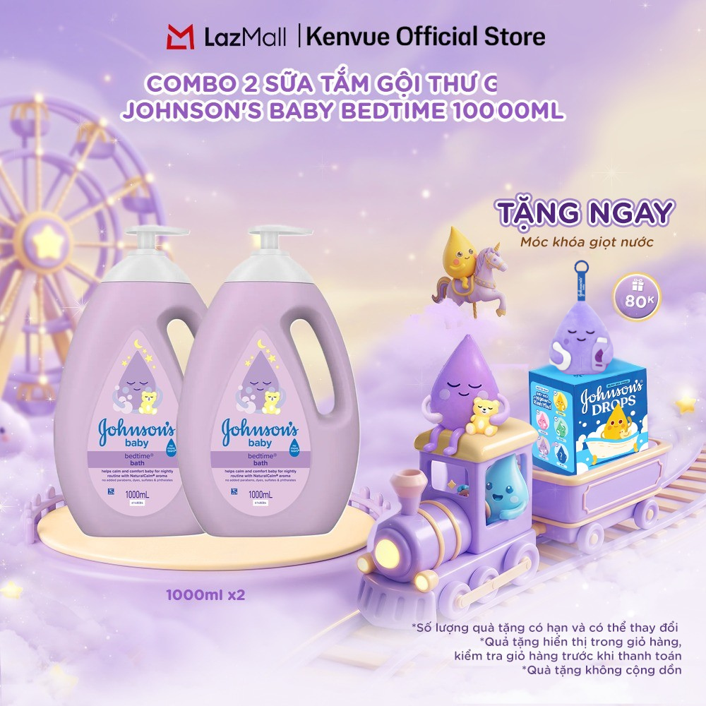 Combo 2 Sữa Tắm Gội Thư Giãn Johnson's Baby Bedtime 1000mlx2