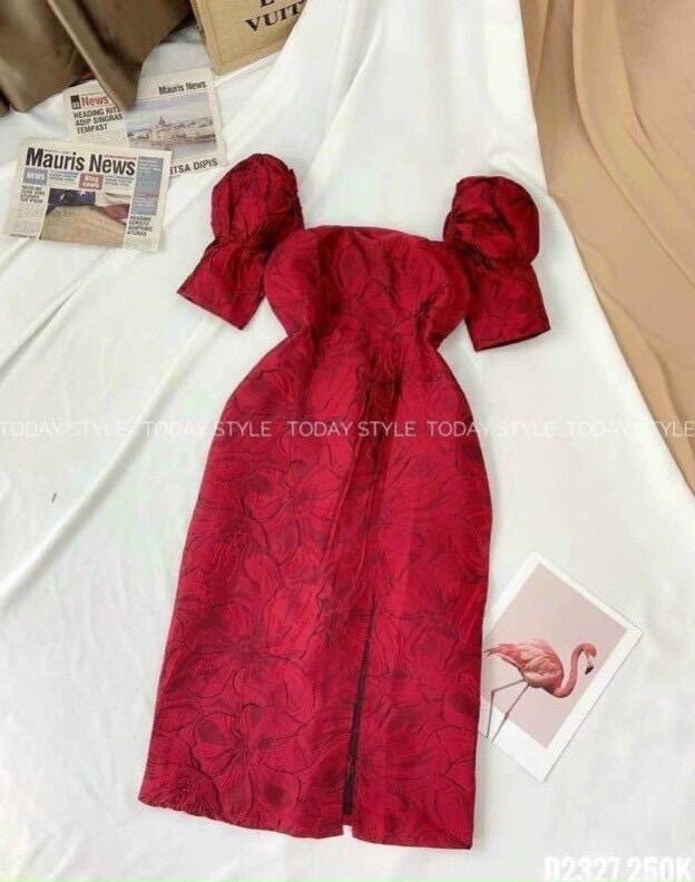 (SHOP BIGSIZE nữ 50kg đến 90kg) đầm gấm cao câp xẻ tà