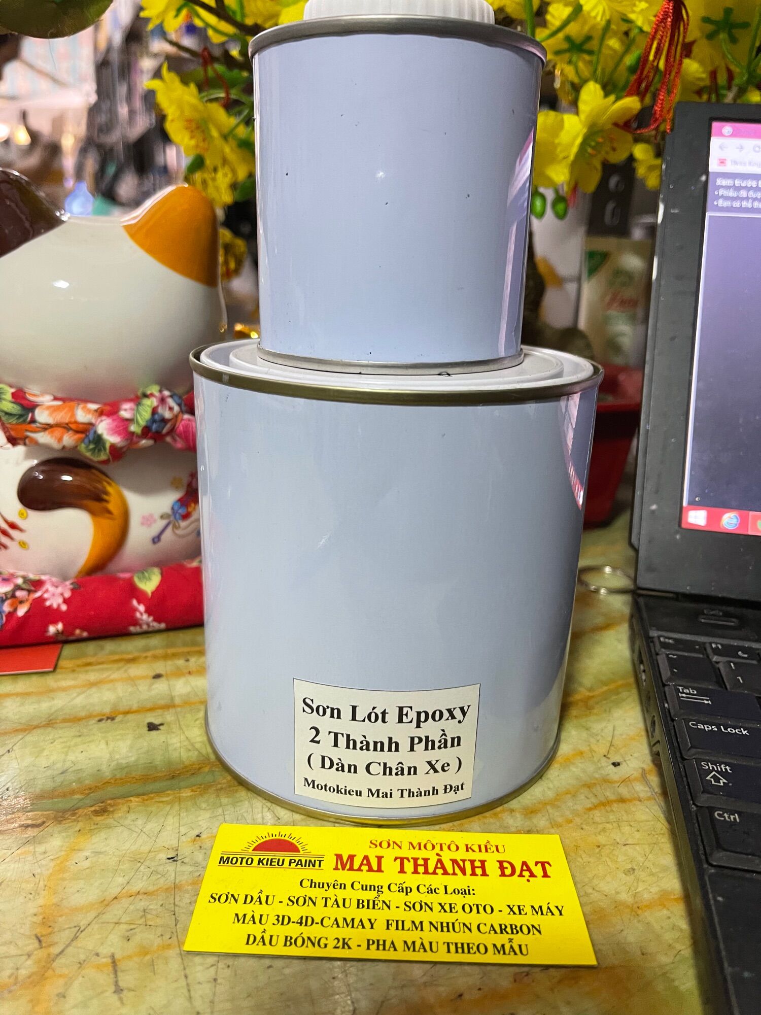 Sơn lót xám epoxy 2 tp dàn chân bộ 1kg2. motokieu maithanhdat
