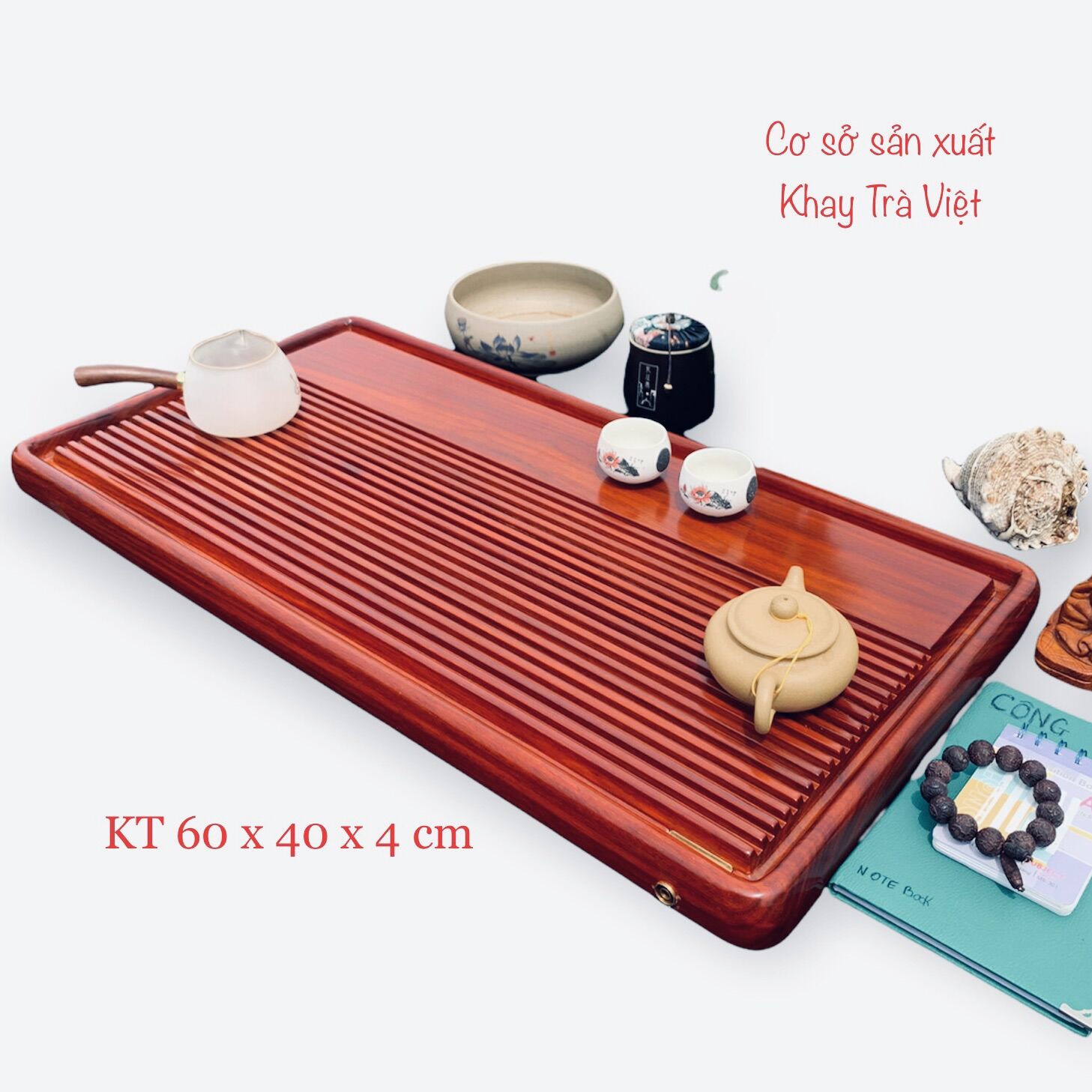 Khay trà phip. khay trà gỗ. mã ktv002 mầu mận kt 60.40.4cm